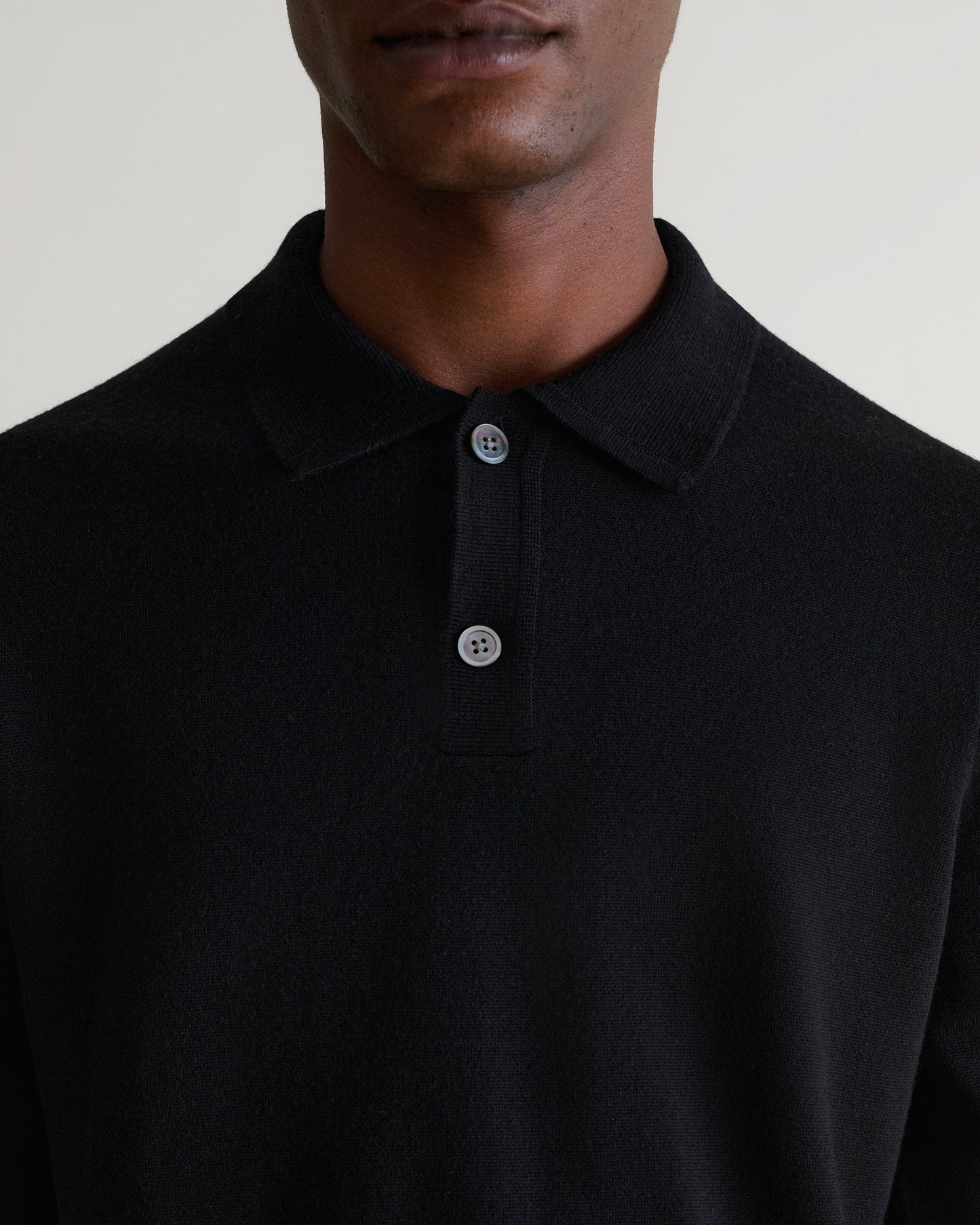 Men's Merino Knitted Polo Jumper - Black