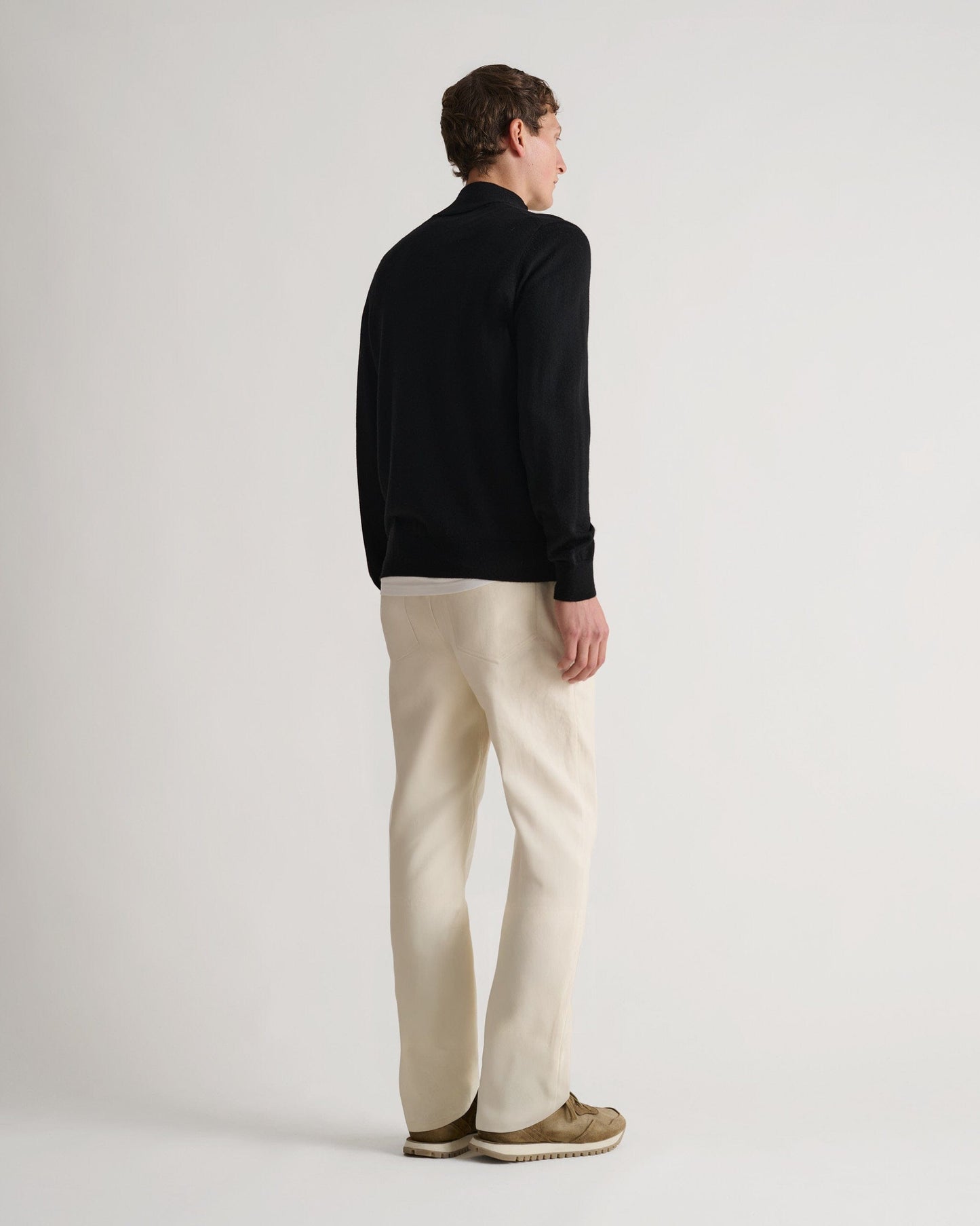 Men's Fine Merino 1/4 Zip Jumper - Black