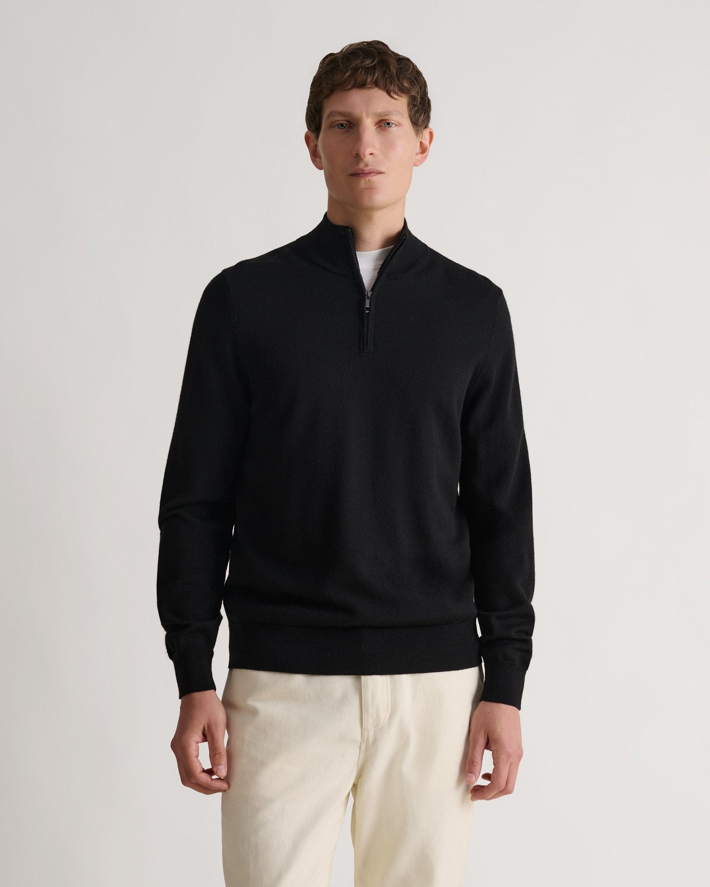 Men's Fine Merino 1/4 Zip Jumper - Black