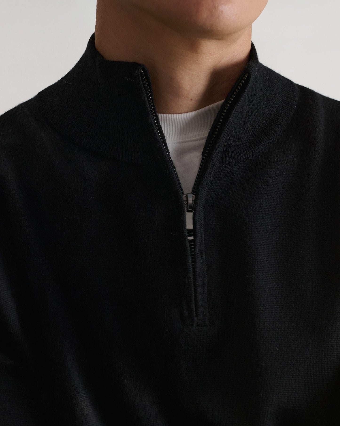 Men's Fine Merino 1/4 Zip Jumper - Black