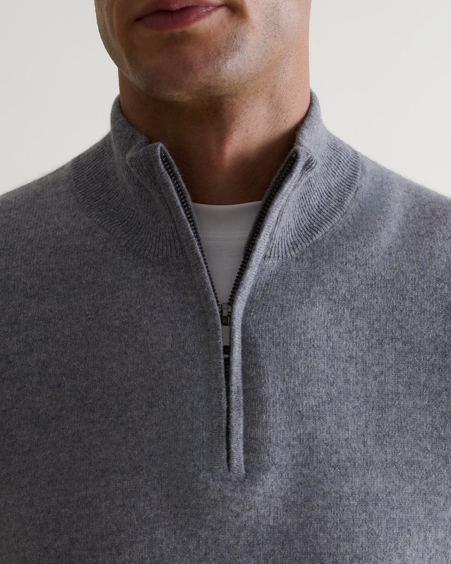 Men's Finest Cashmere 1/4 Zip Jumper - Grey
