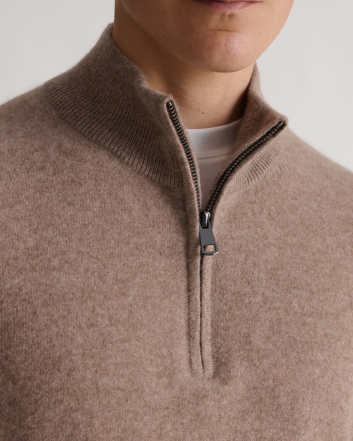 Men's Finest Cashmere 1/4 Zip Jumper - Toast