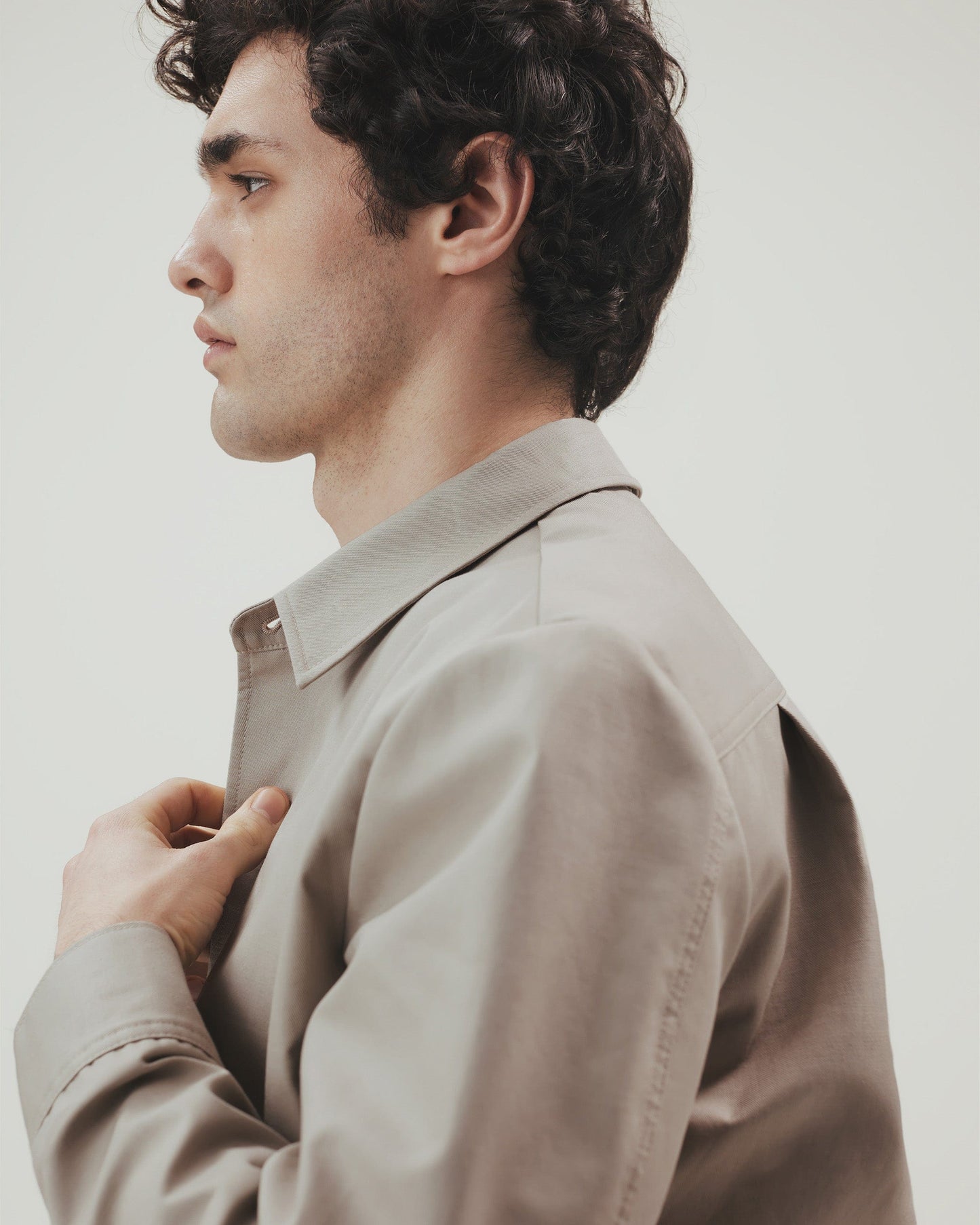 Men's French Linen Bomber Jacket - Stone