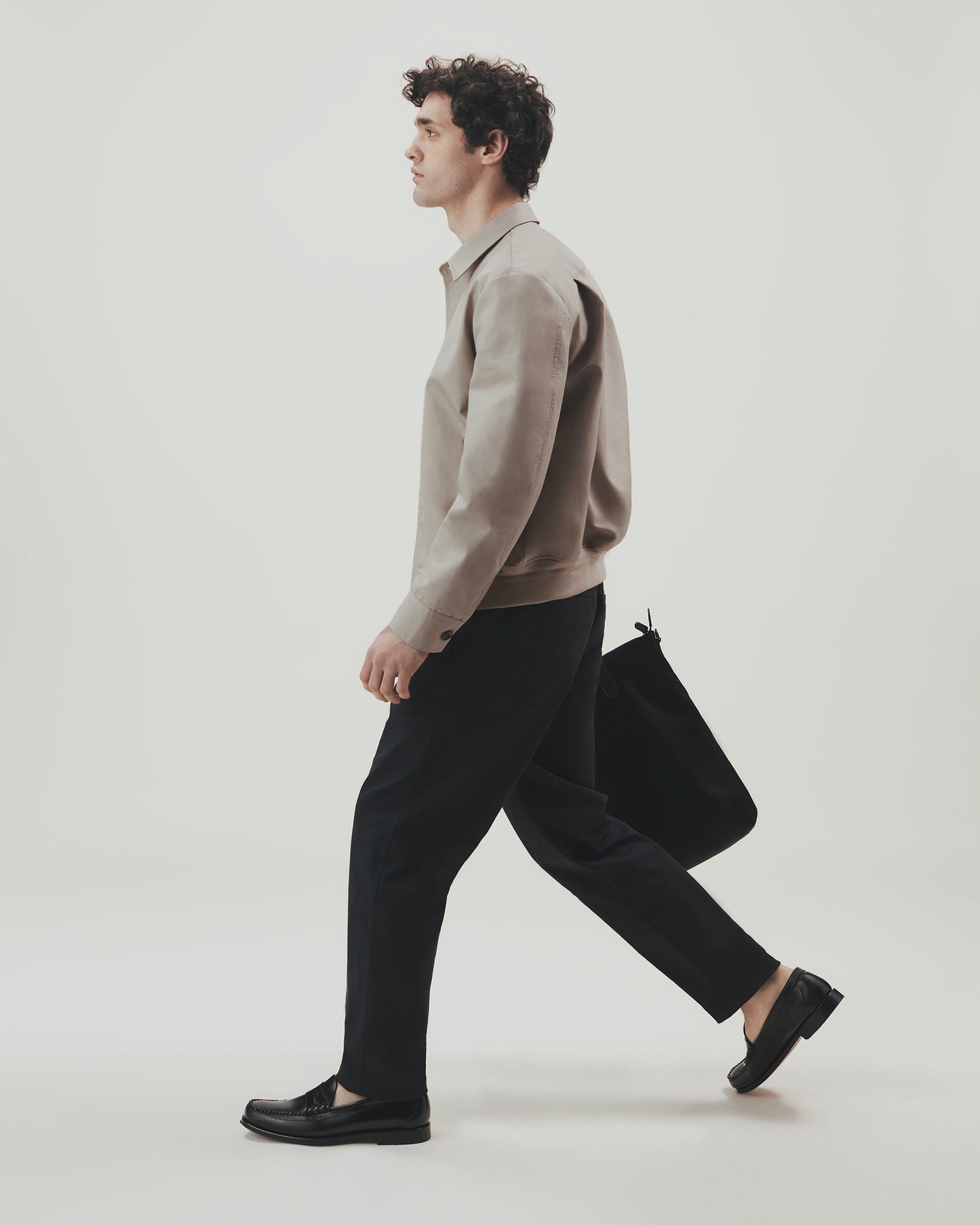 Men's French Linen Bomber Jacket - Stone