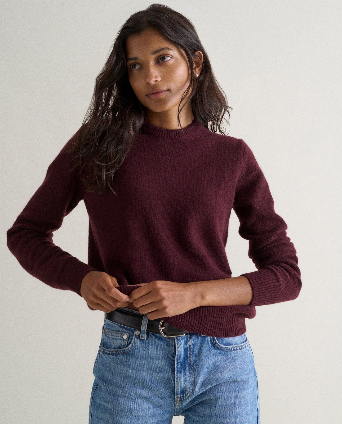 Women's Finest Cashmere Mid-Weight Crew Neck Jumper - Oxblood