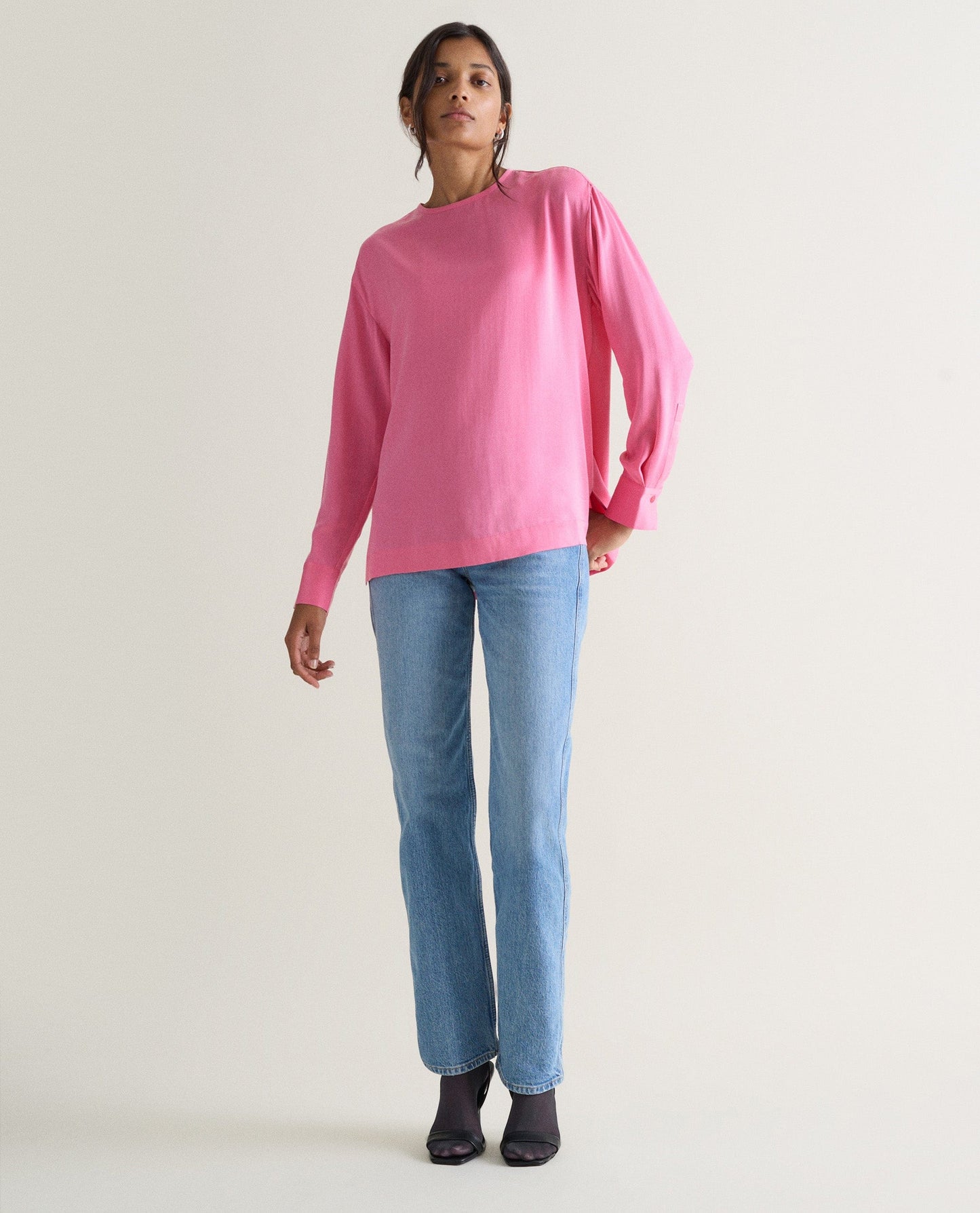 Women's Drop Shoulder Easy-Silk Top - Pink