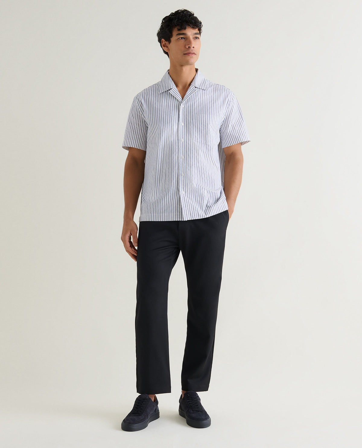 Men's Organic Cotton Camp Collar Stripe Shirt - Stripe