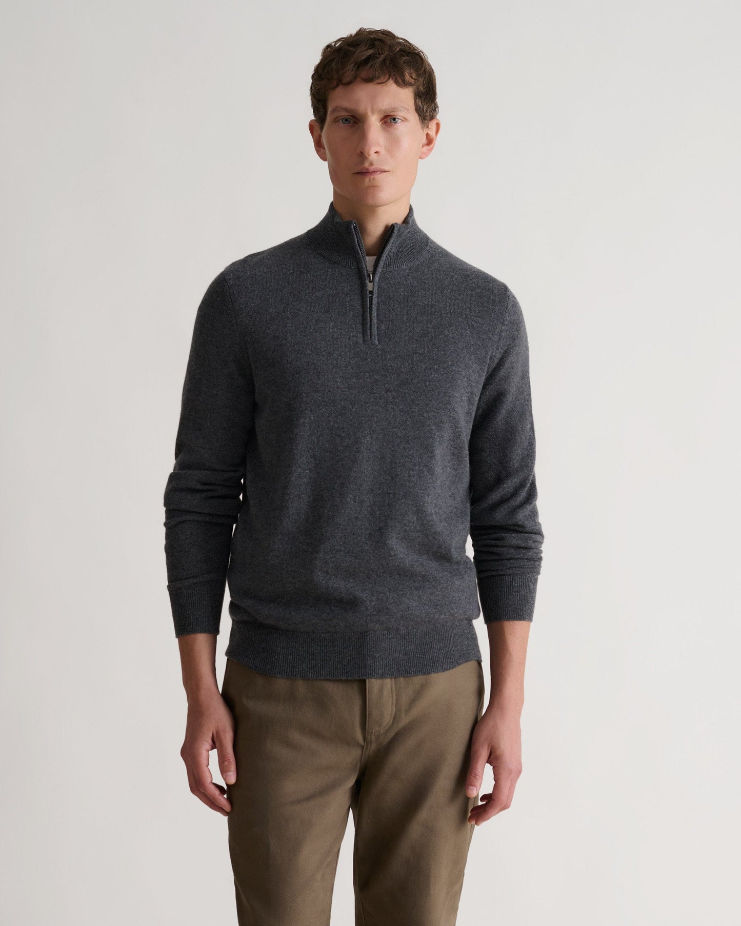 Men's Finest Cashmere 1/4 Zip Jumper - Graphite