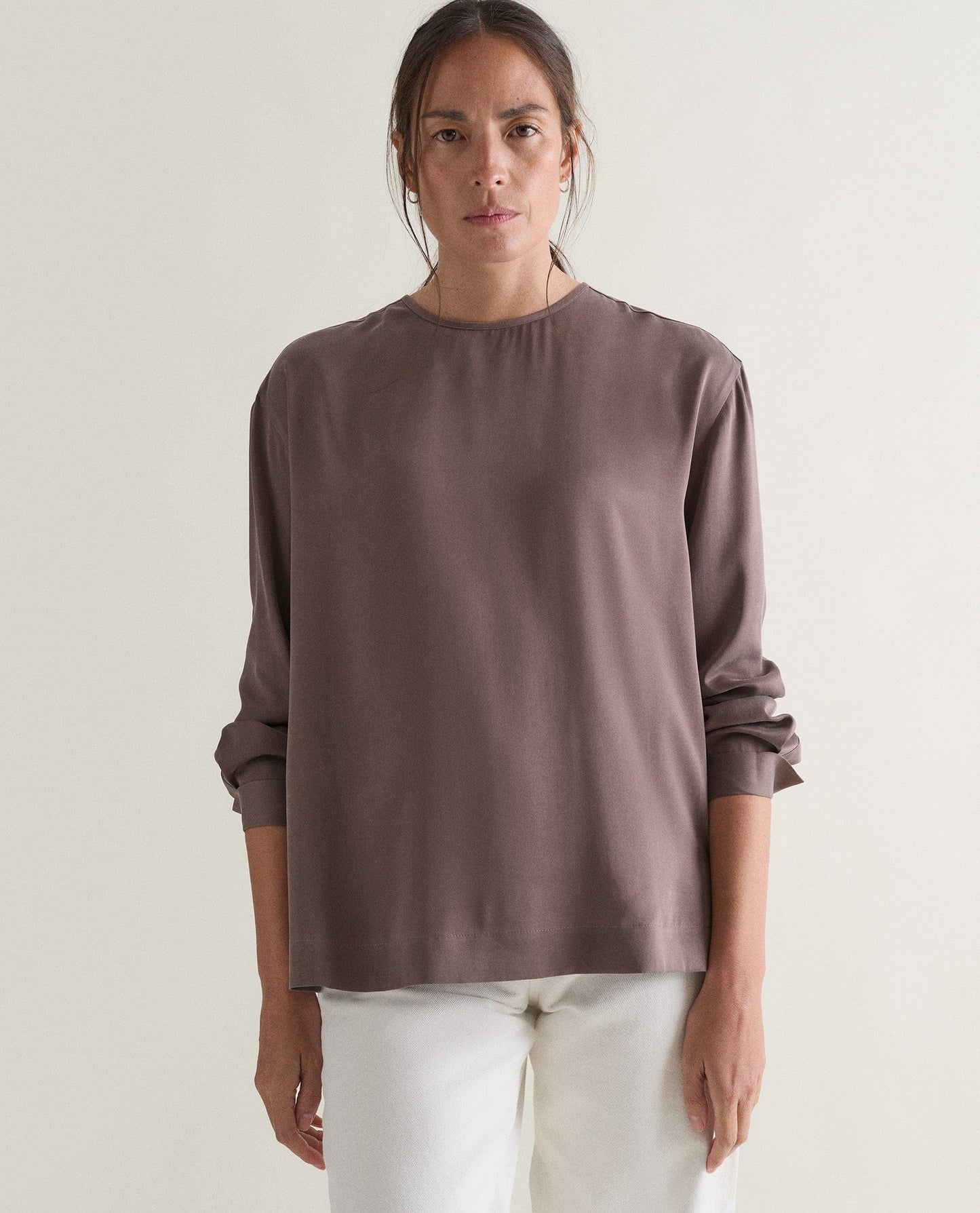 Women's Drop Shoulder Easy-Silk Top - Bitter Chocolate