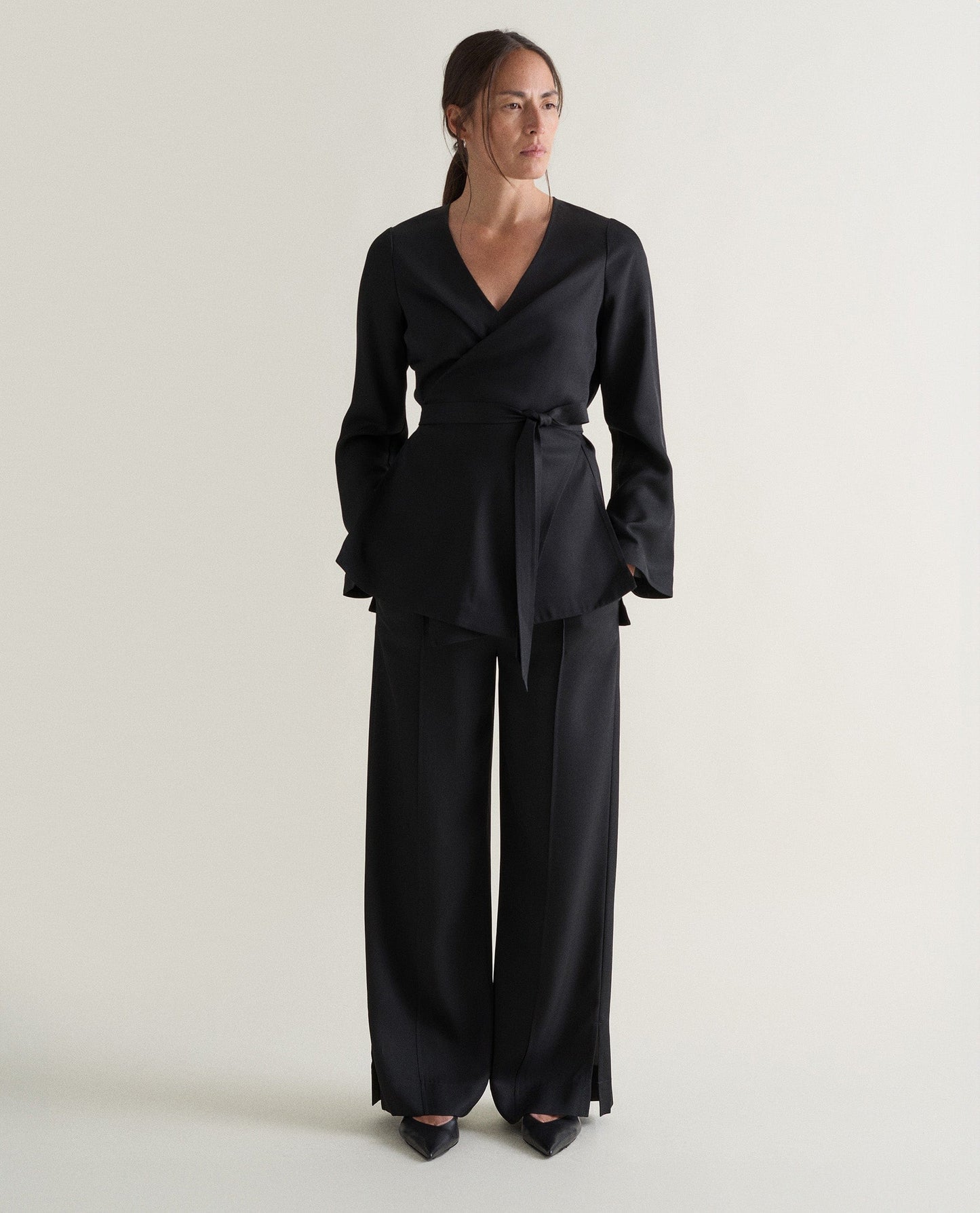 Women's NAIA™ Draped Wrap Top - Black