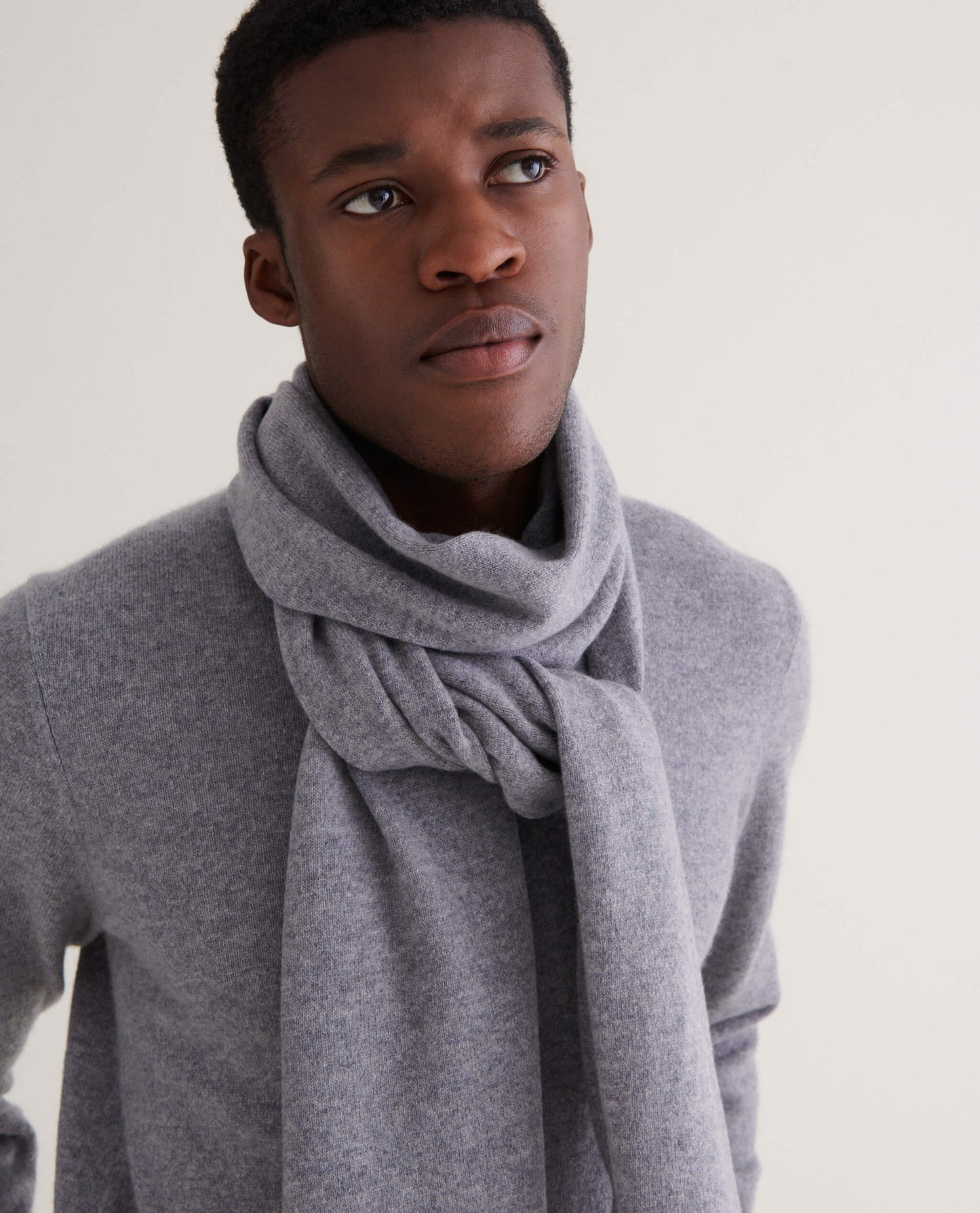 Men's Grey Cashmere Jumper and Scarf
