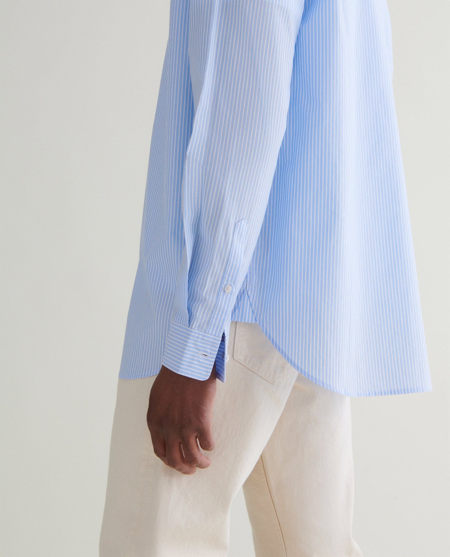 Men's Organic Cotton Poplin Shirt - Light Blue Stripe