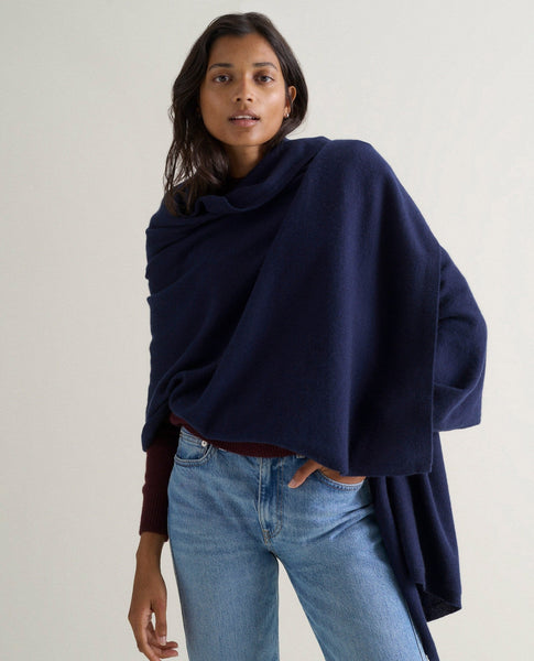 LEEZ Women Oversized Cashmere Wrap - Ash Grey