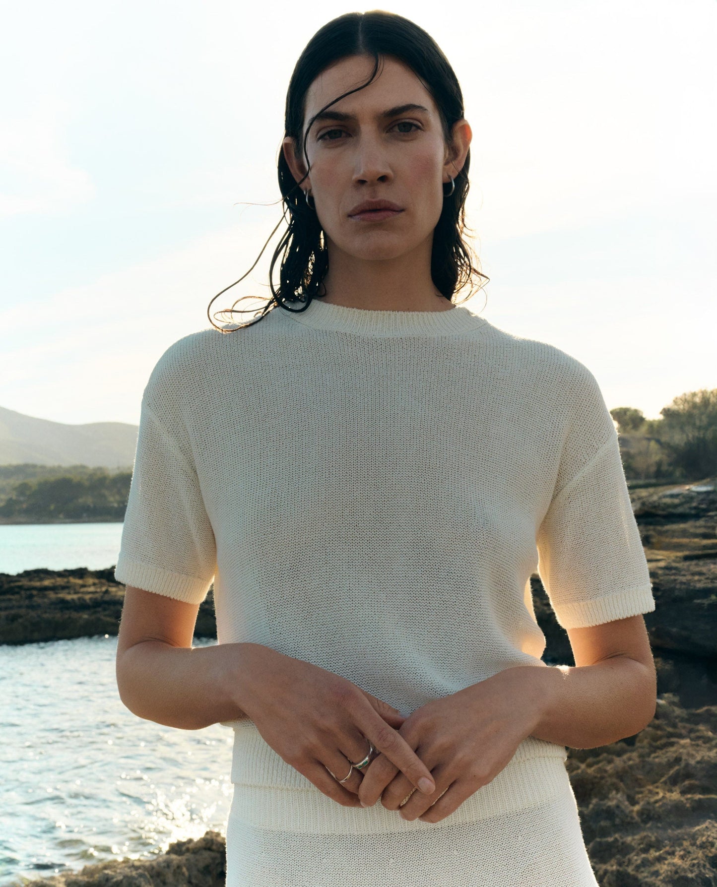 Women's Cotton Bouclé Knit T-shirt - Parchment