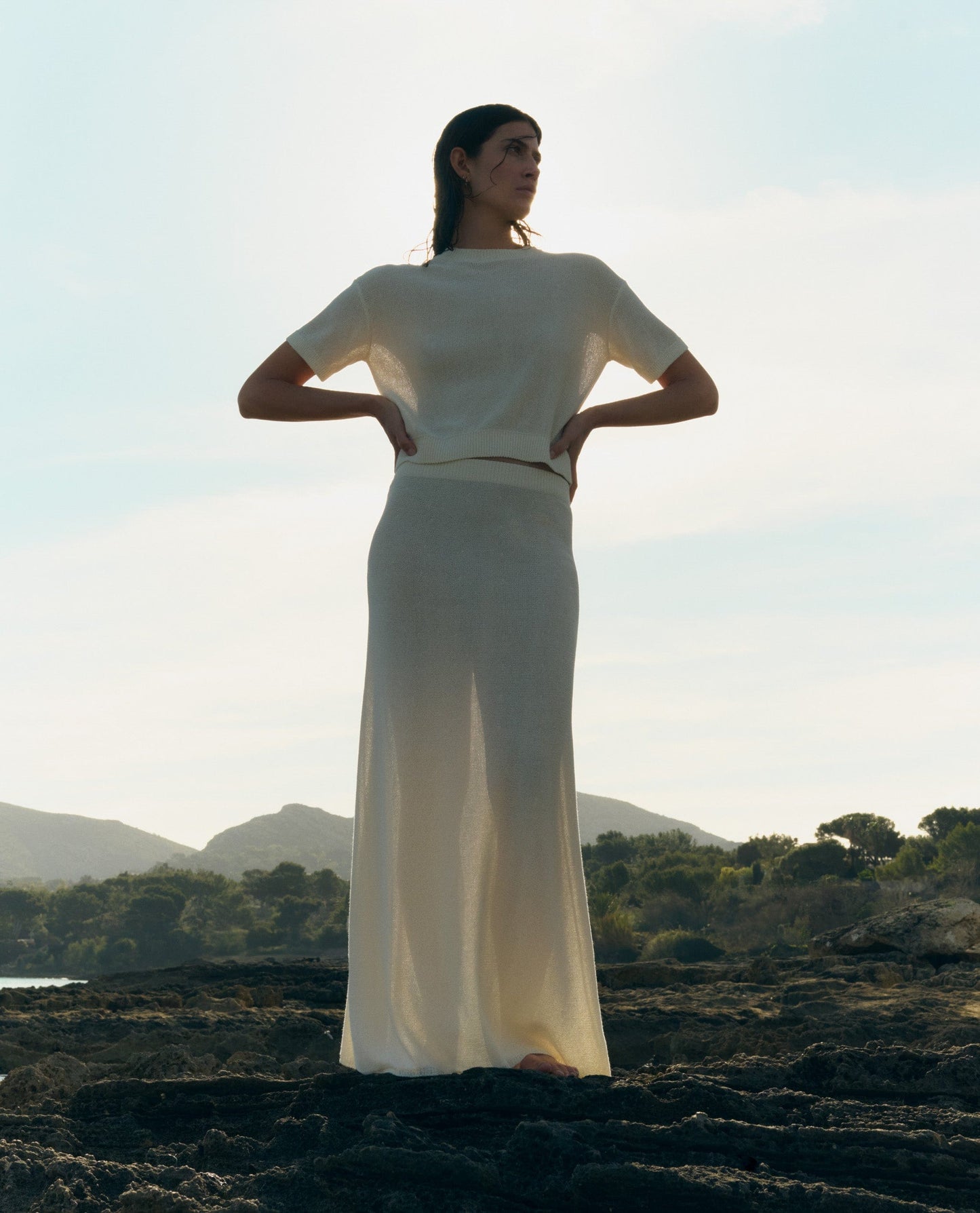 Women's Paper Yarn Knit Skirt - Parchment