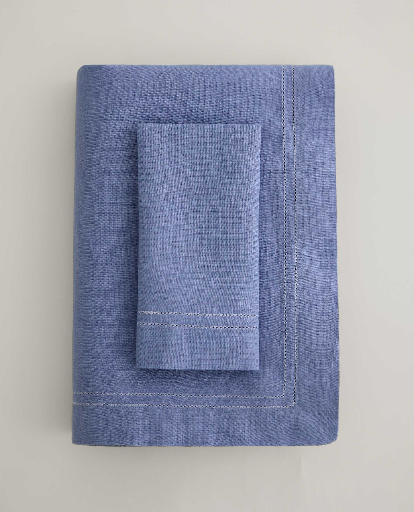 Linen Picotting Table Cloth - Denim Blue