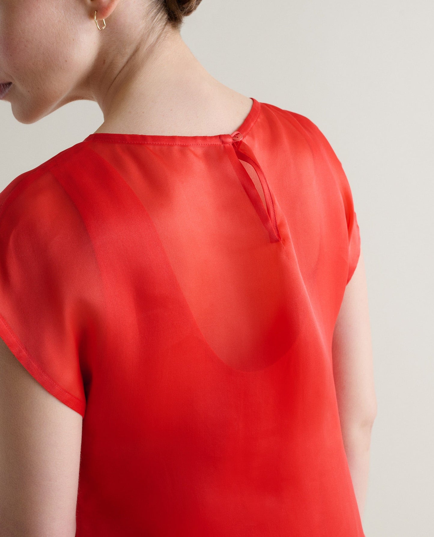 Women's Silk Organza Layered Dress - Red