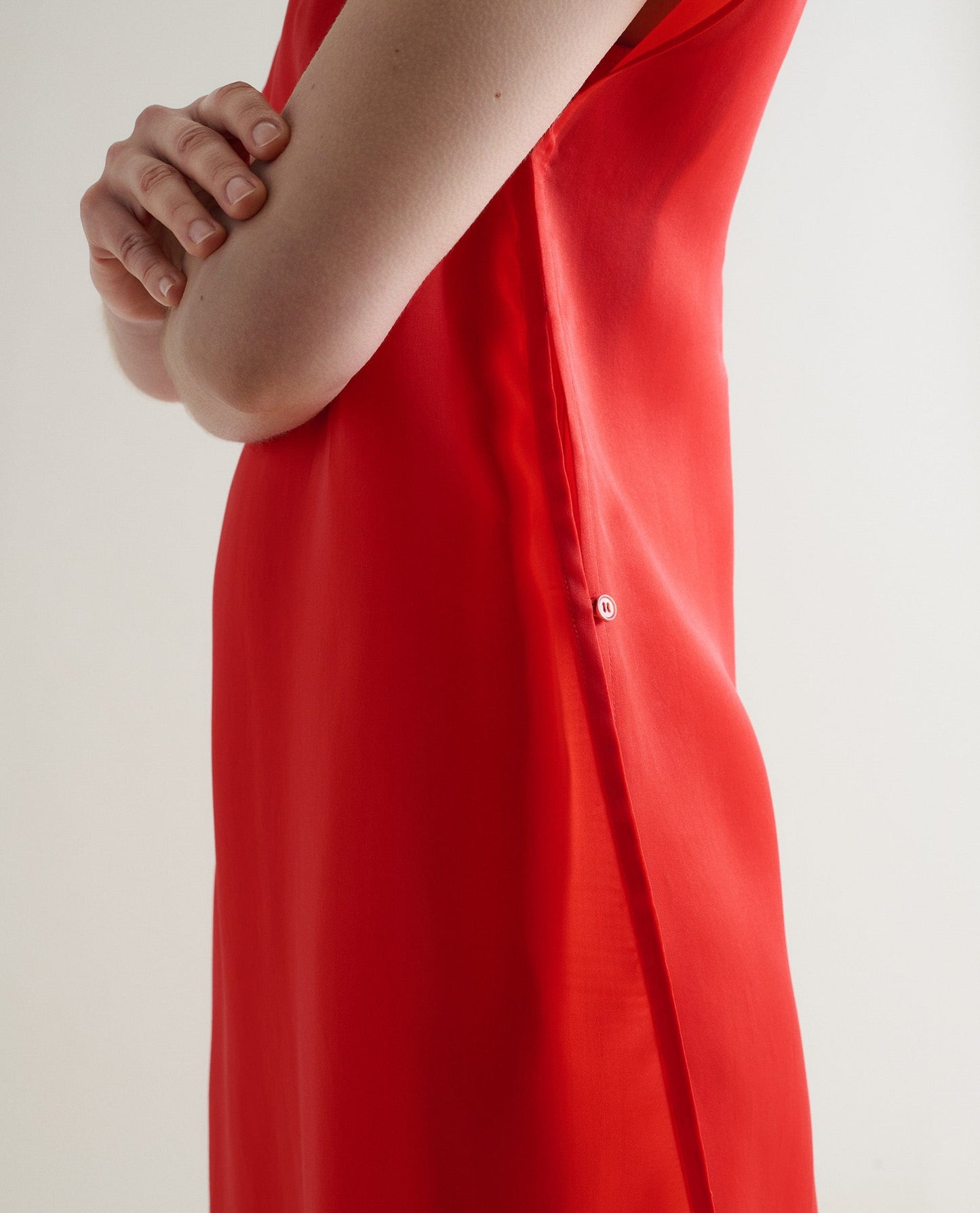 Women's Silk Organza Layered Dress - Red