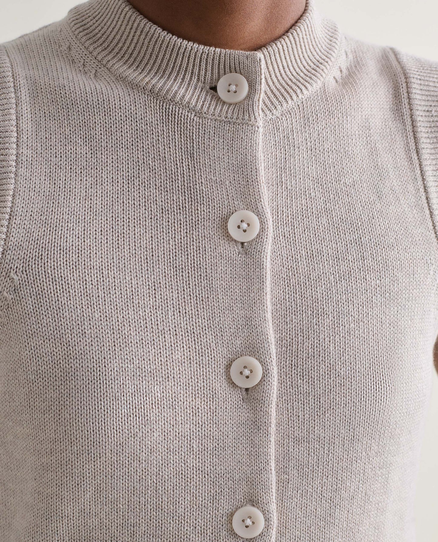 Women's Silk-Cotton Button Vest - Drift