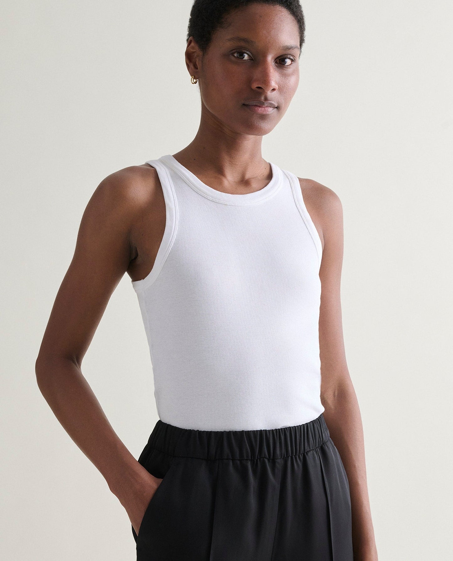 Women's Cotton Racer Vest - White