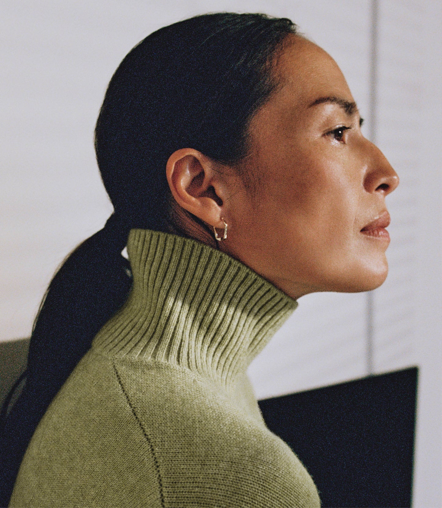 Women's Cashmere Merino High Neck Jumper - Lichen