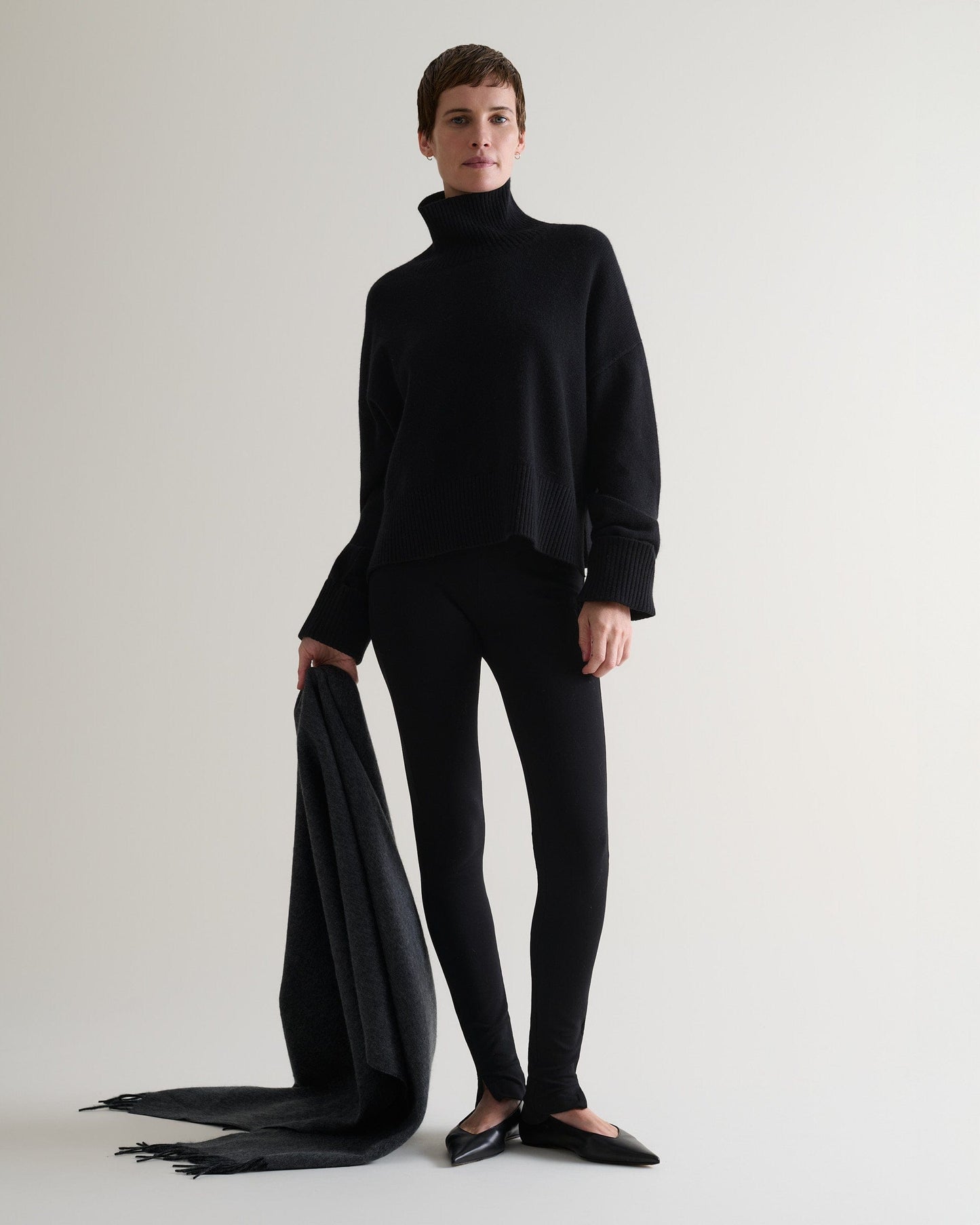 Women's Cashmere Merino High Neck Jumper - Black