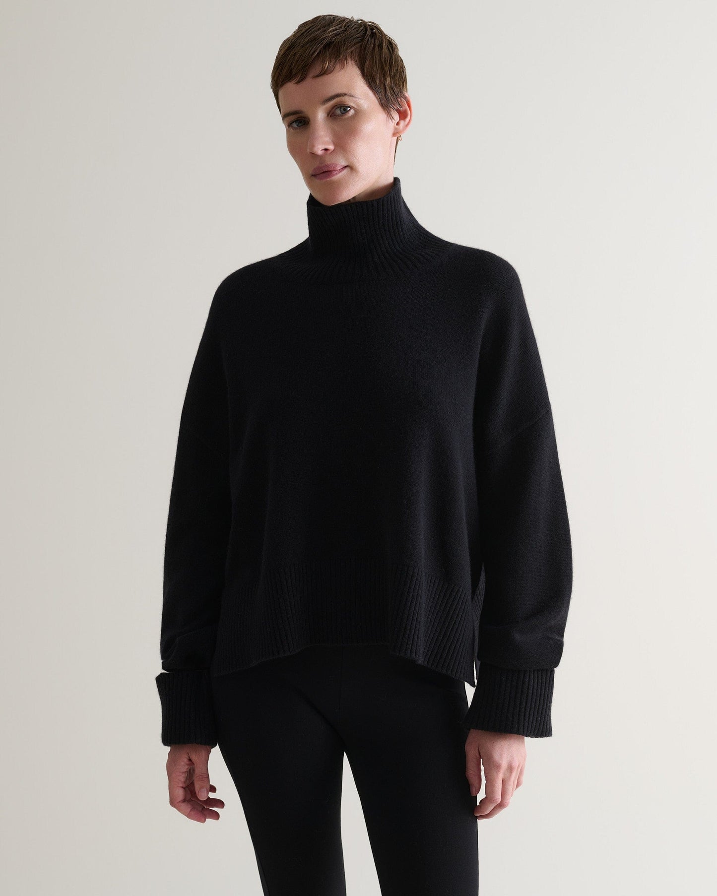 Women's Cashmere Merino High Neck Jumper - Black