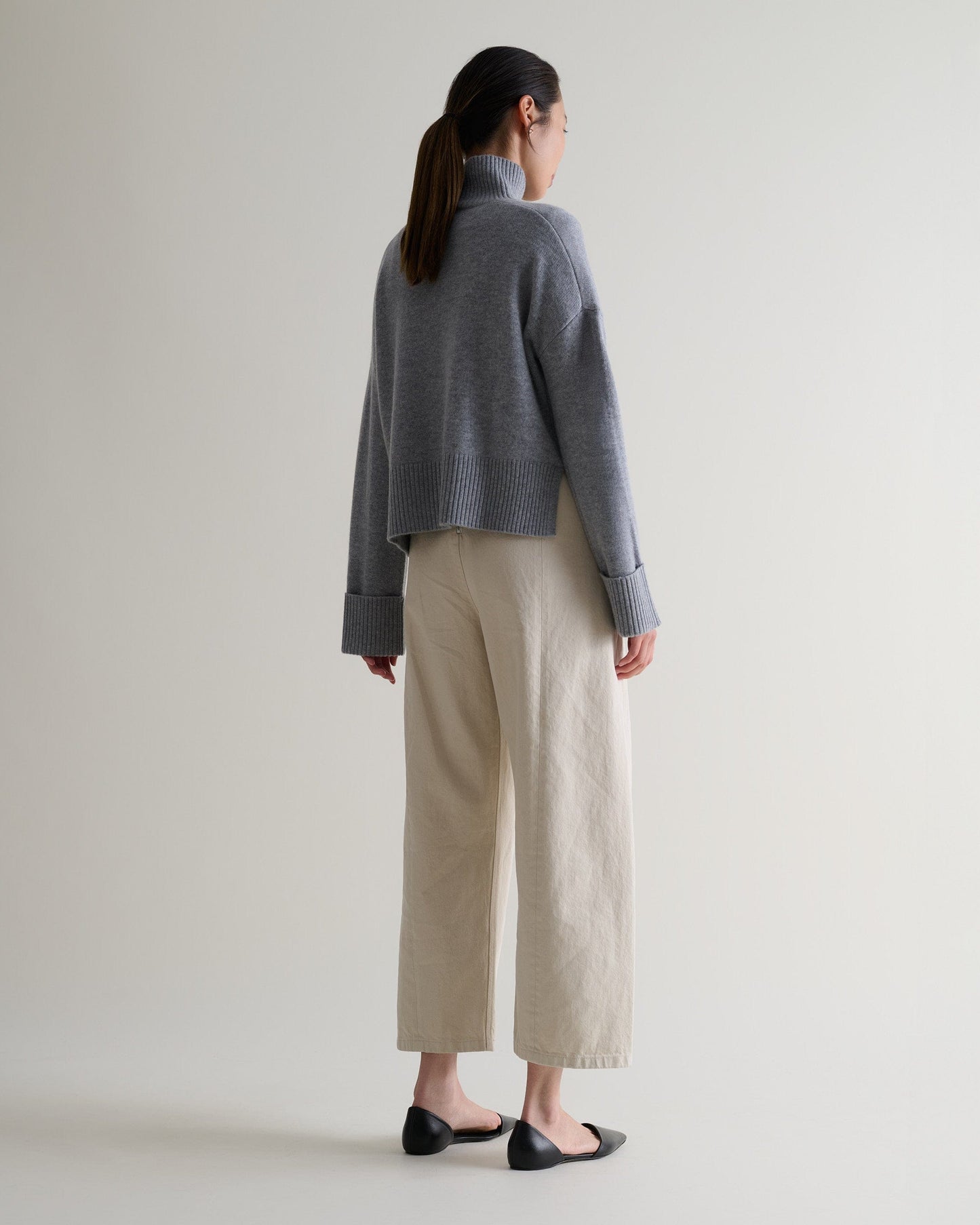 Women's Cashmere Merino High Neck Jumper - Medium Grey