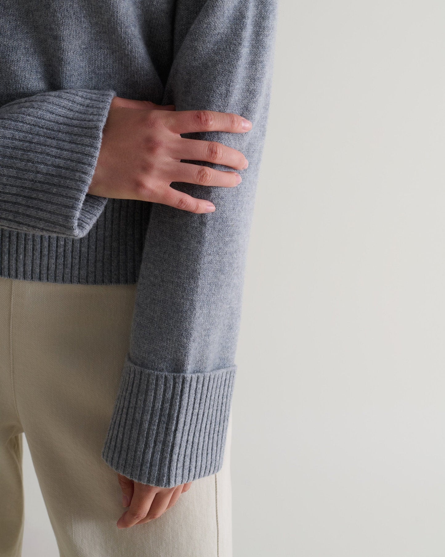 Women's Cashmere Merino High Neck Jumper - Medium Grey