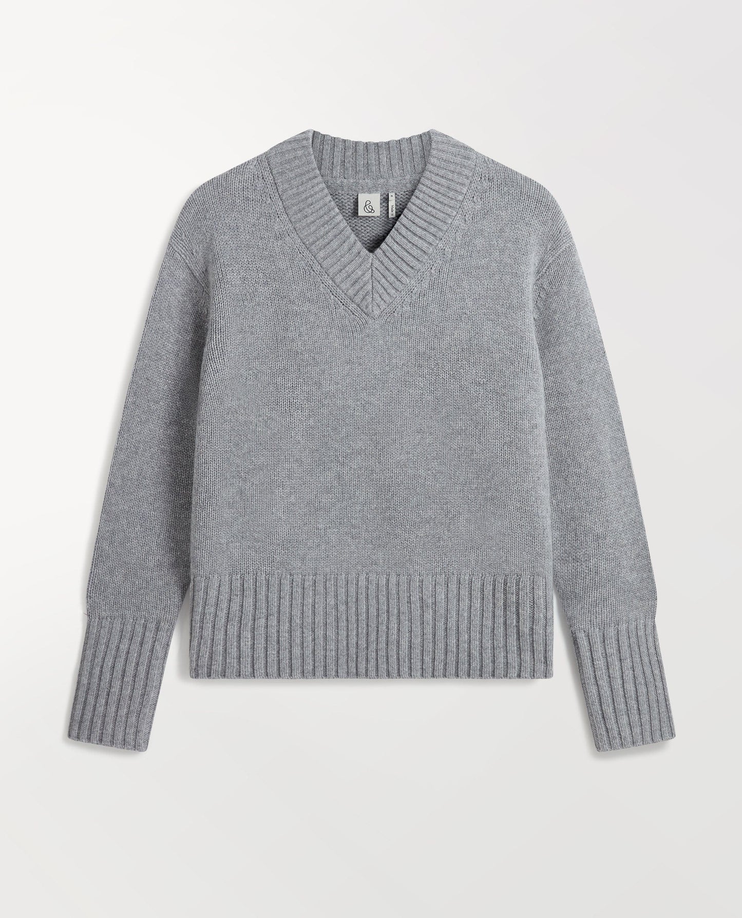 Women's Cashmere Merino V Neck Jumper - Medium Grey