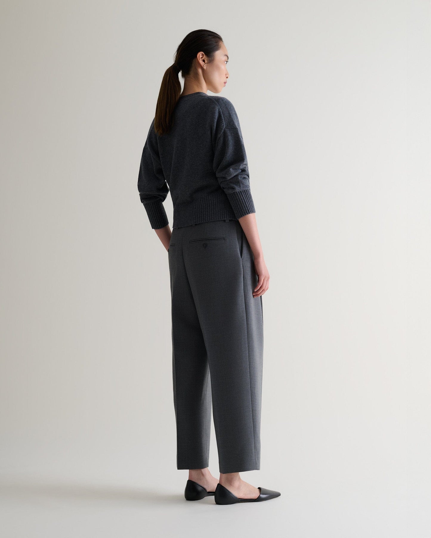 Women's Cashmere Merino Wrap Jumper - Graphite