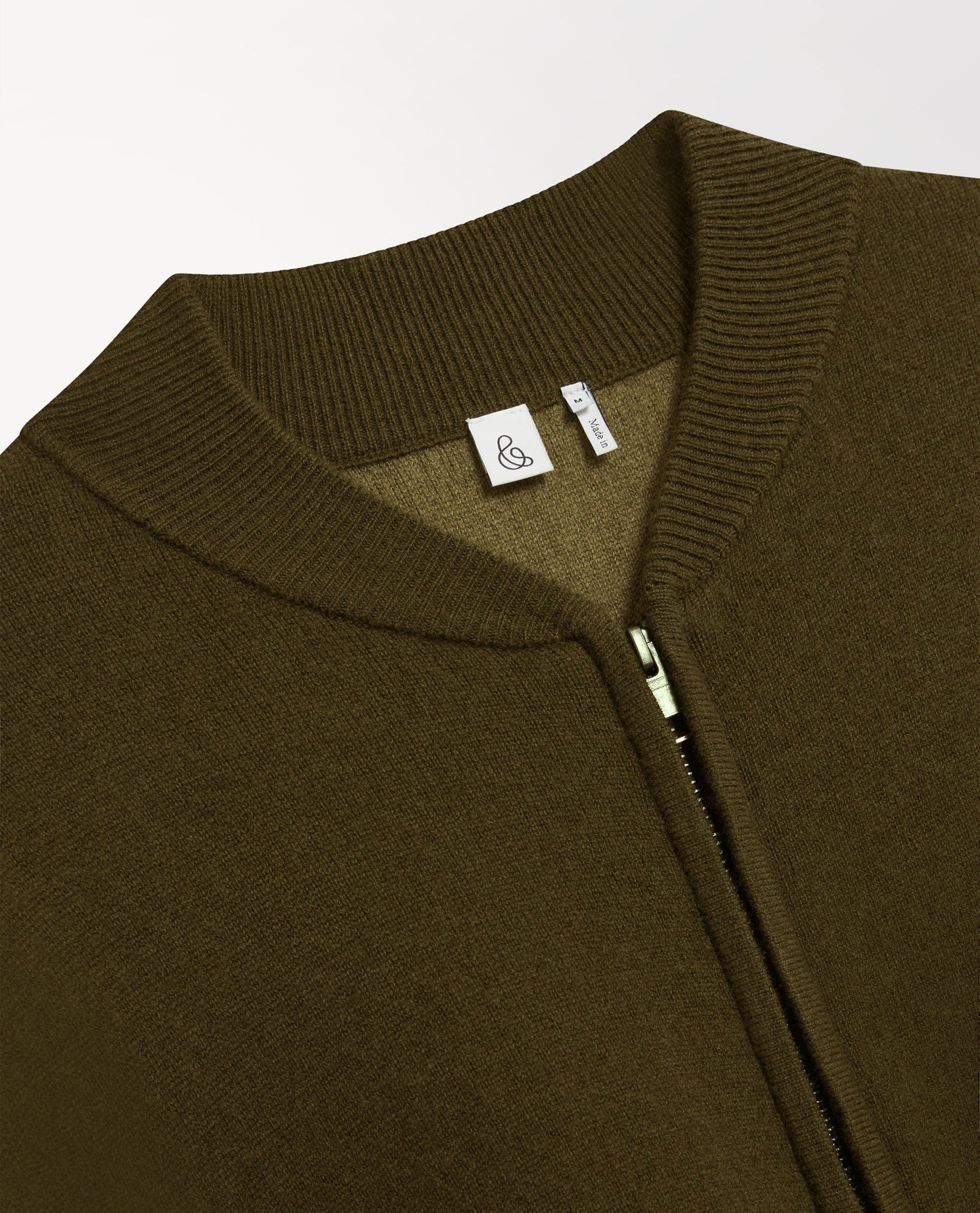 Men's Cashmere Merino Double Faced Zip Jumper - Military Green