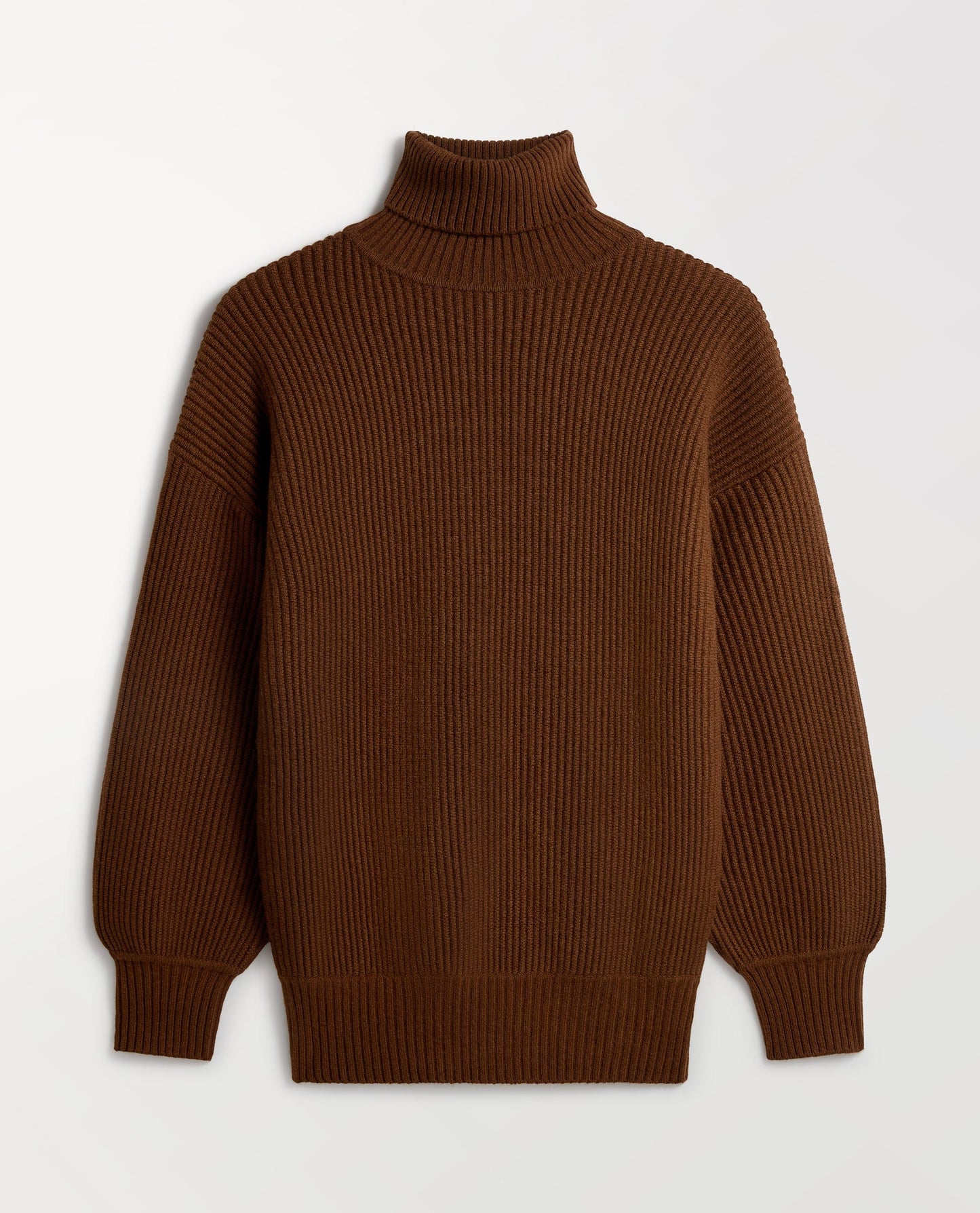 Women's Cashmere Merino Ottoman Ribbed Roll Neck Jumper - Burl