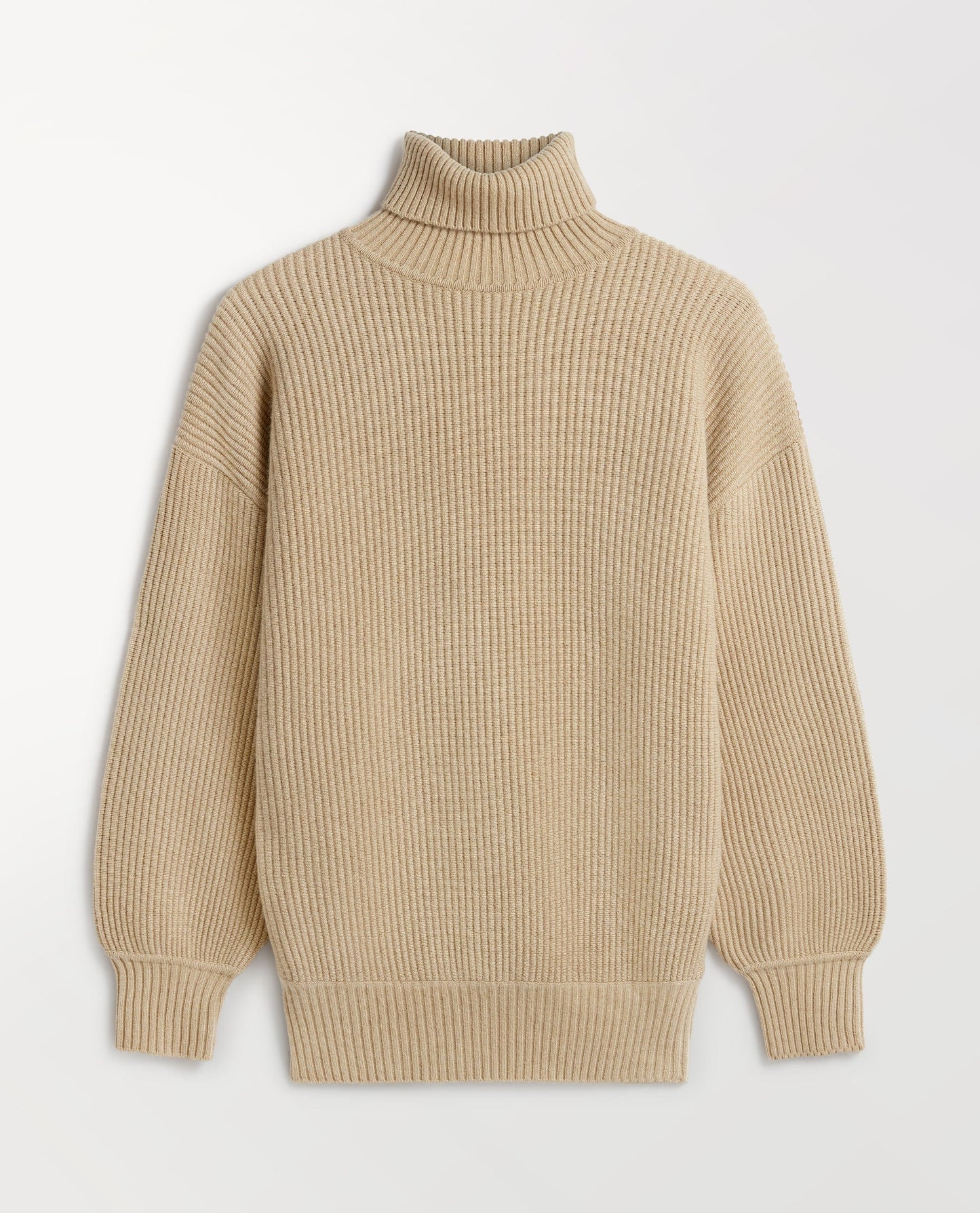 Women's Cashmere Merino Ottoman Ribbed Roll Neck Jumper - Twine