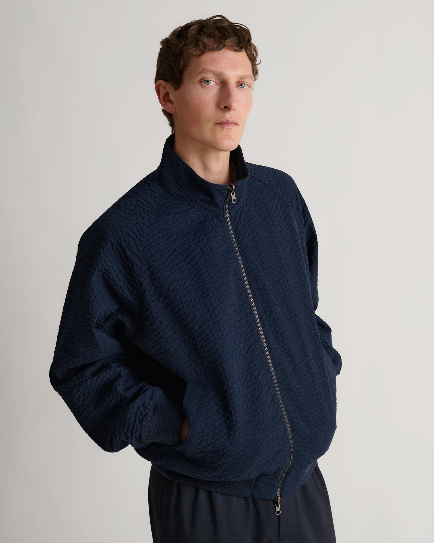 Men's Cotton Seersucker Jacket - Indigo