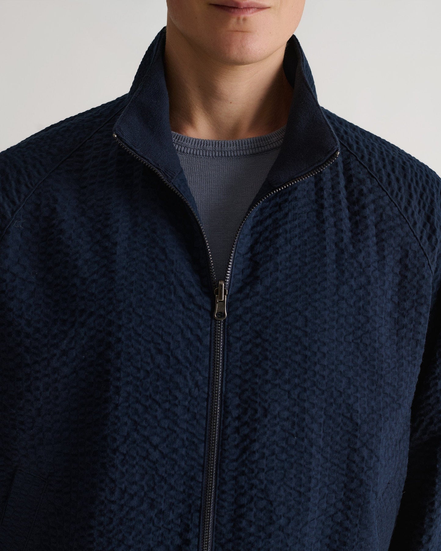 Men's Cotton Seersucker Jacket - Indigo