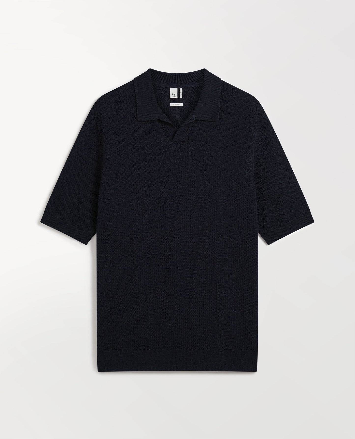 Men's Cotton Textured Knit Polo - Navy