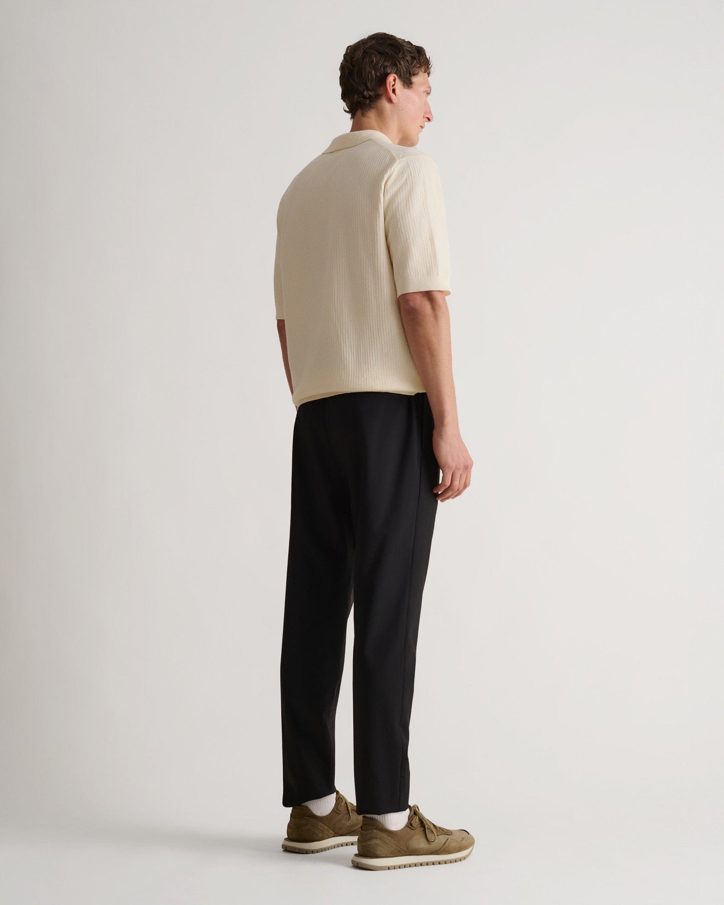 Men's Cotton Textured Knit Polo - Parchment