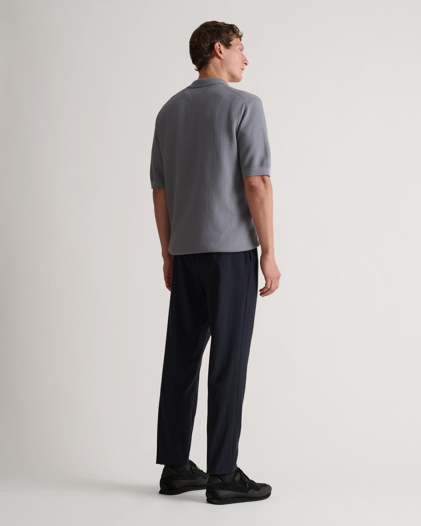 Men's Cotton Textured Knit Polo - Shadow Grey