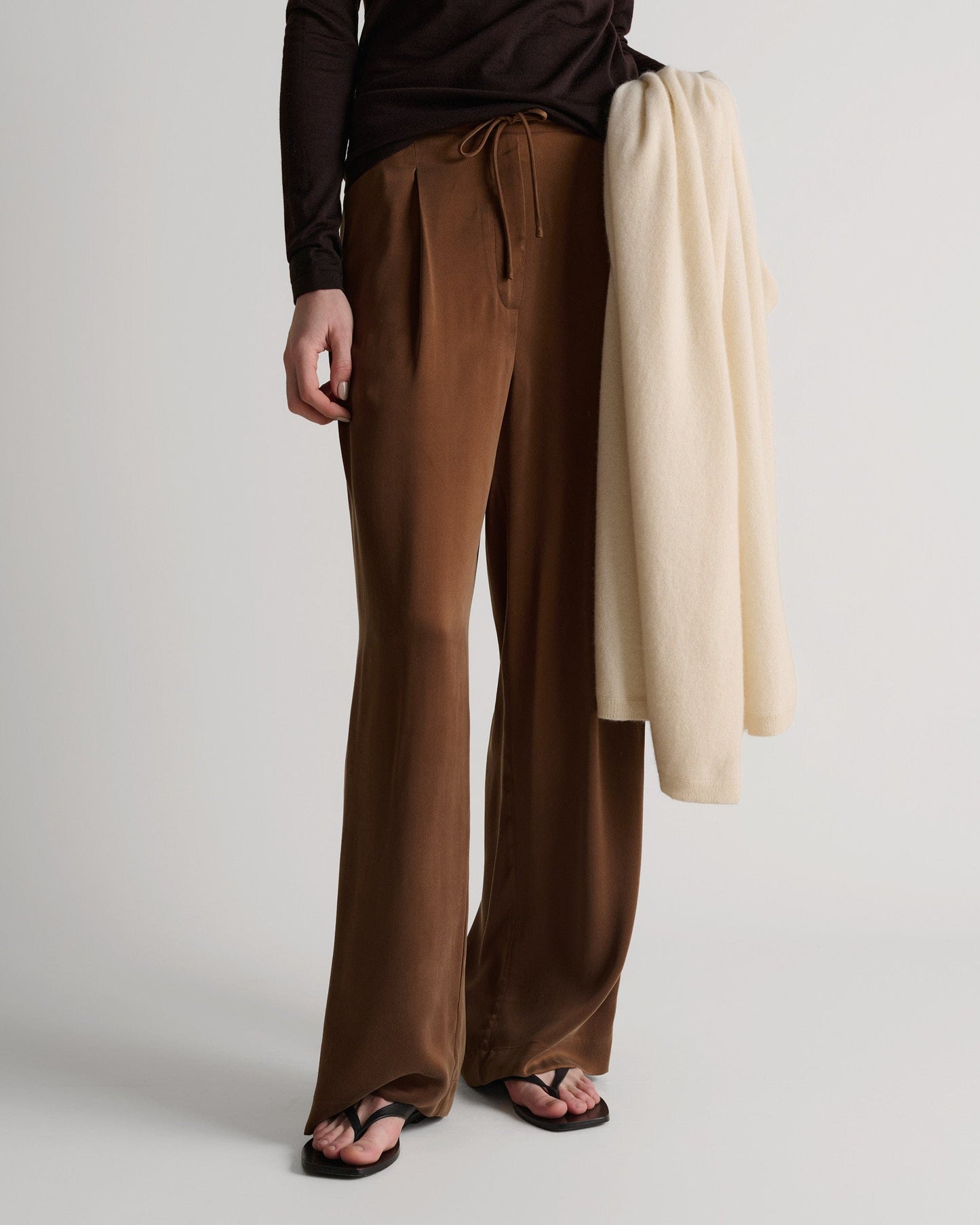 Easy-Silk Pleat Trousers - Toffee