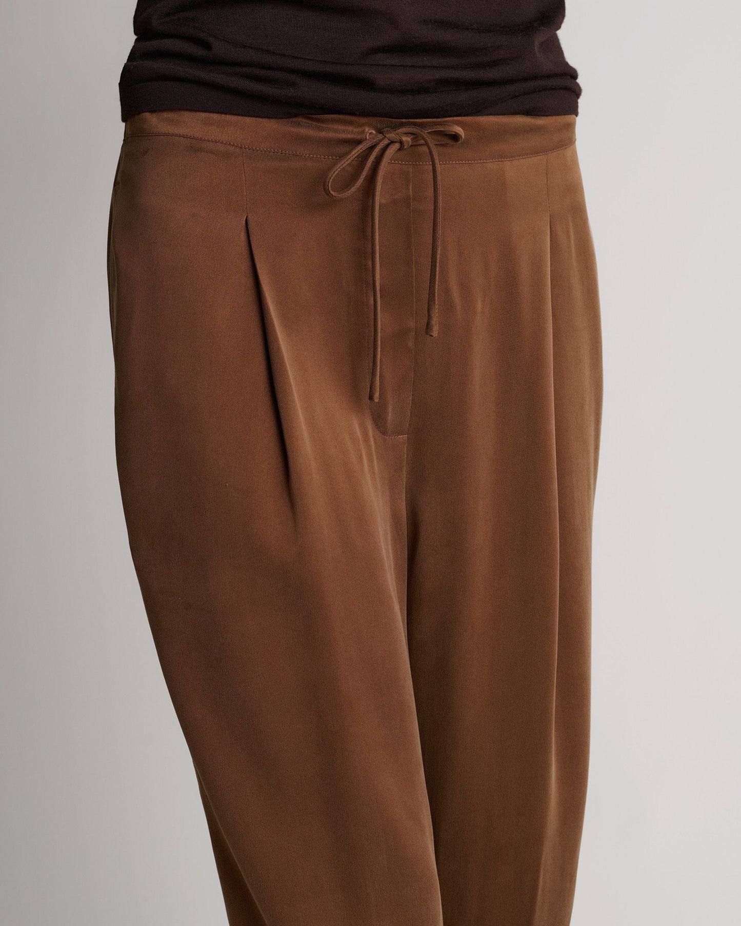Easy-Silk Pleat Trousers - Toffee