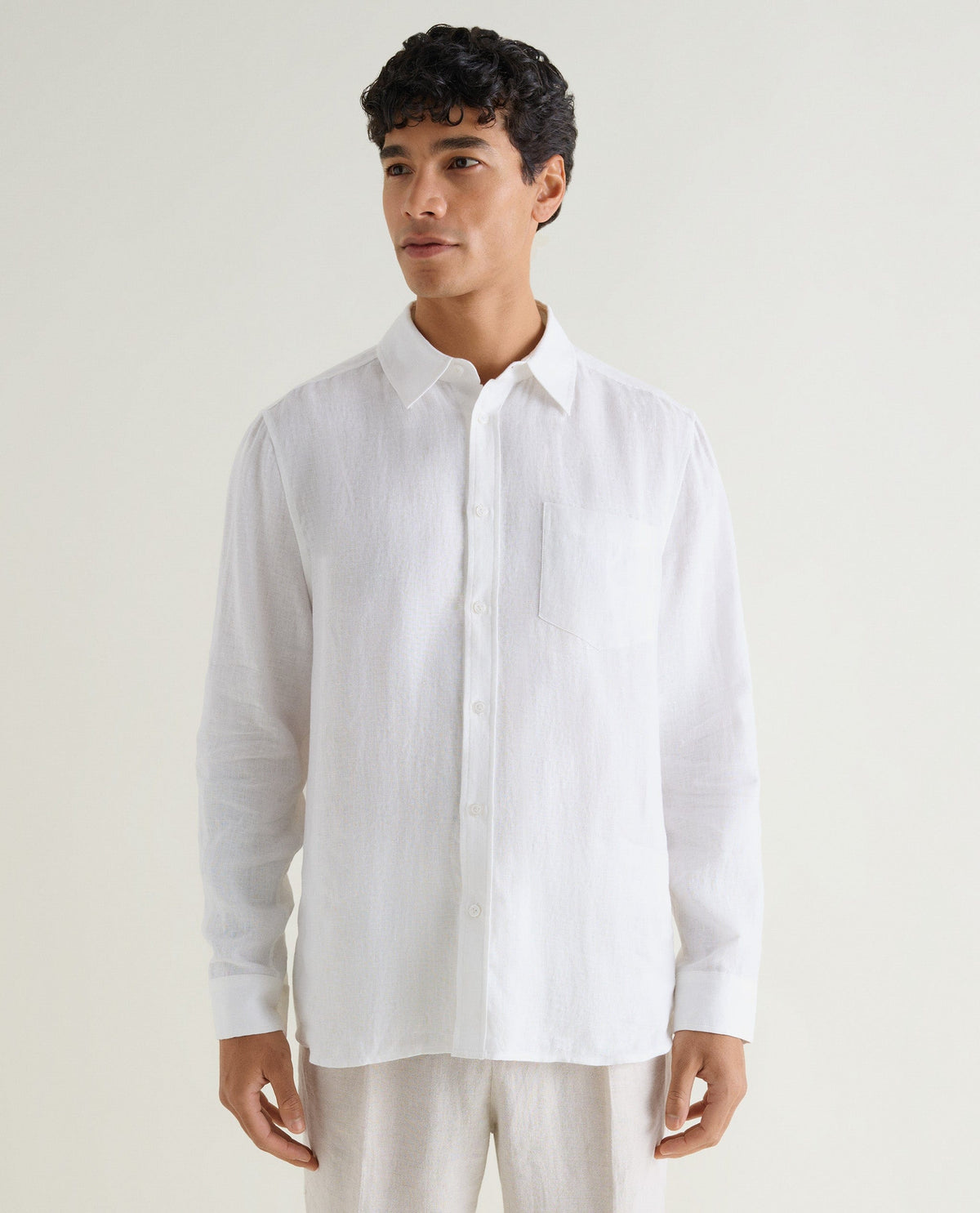 Men's European Flax Linen Shirt - White