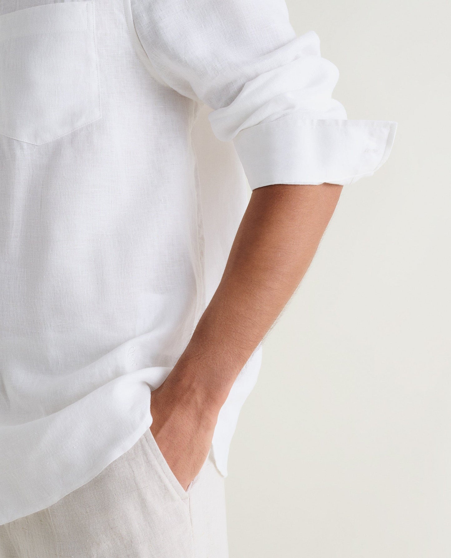 Men's European Flax Linen Shirt - White