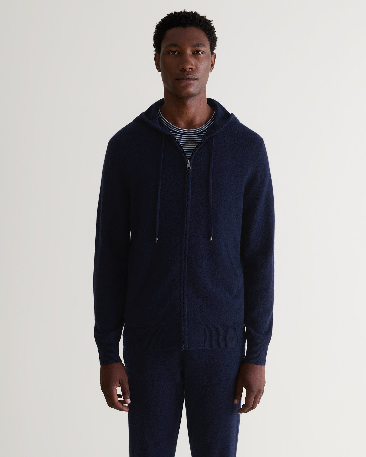 Men's Finest Cashmere Full Zip Hoodie - Navy