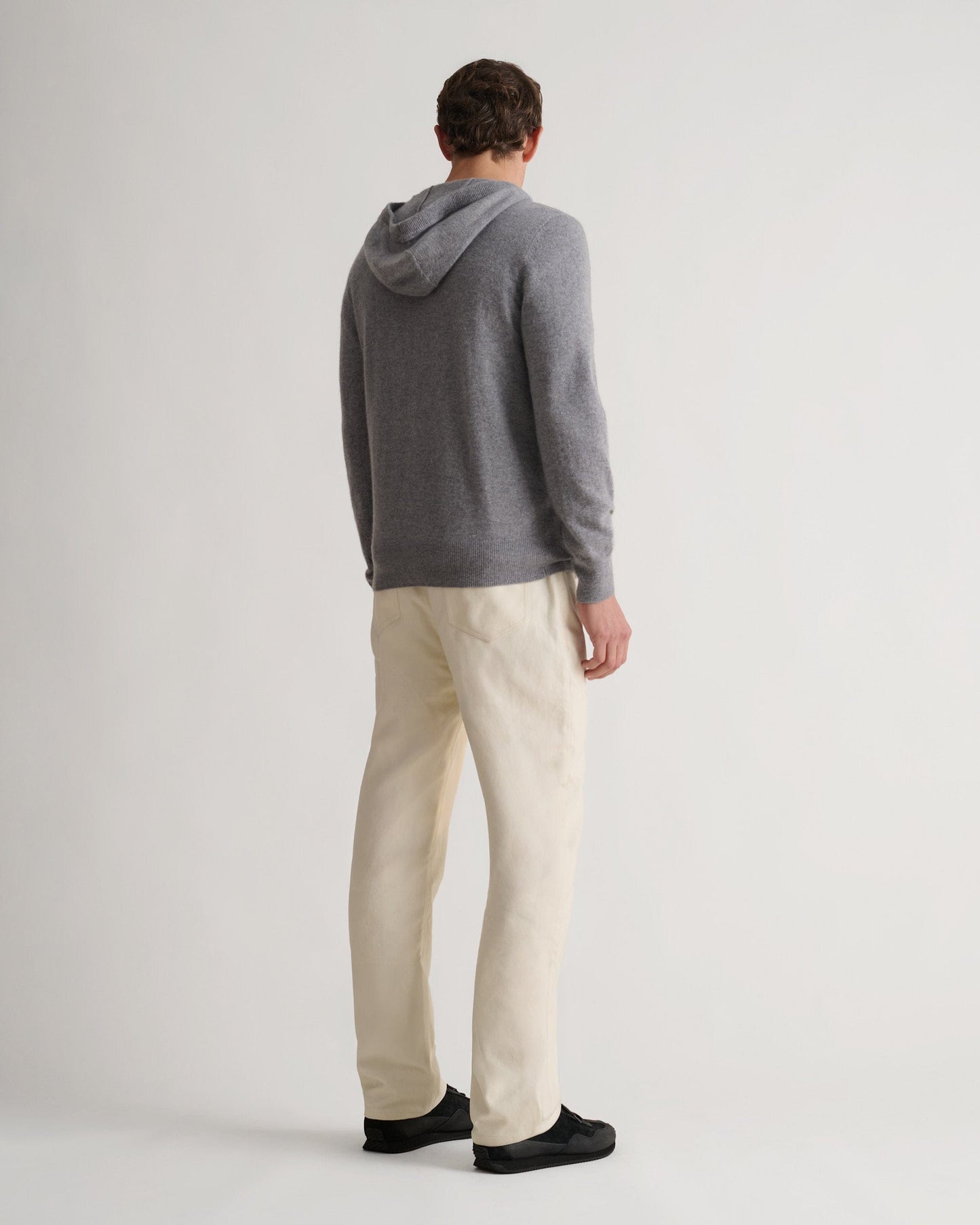 Men's Finest Cashmere Full Zip Hoodie - Grey