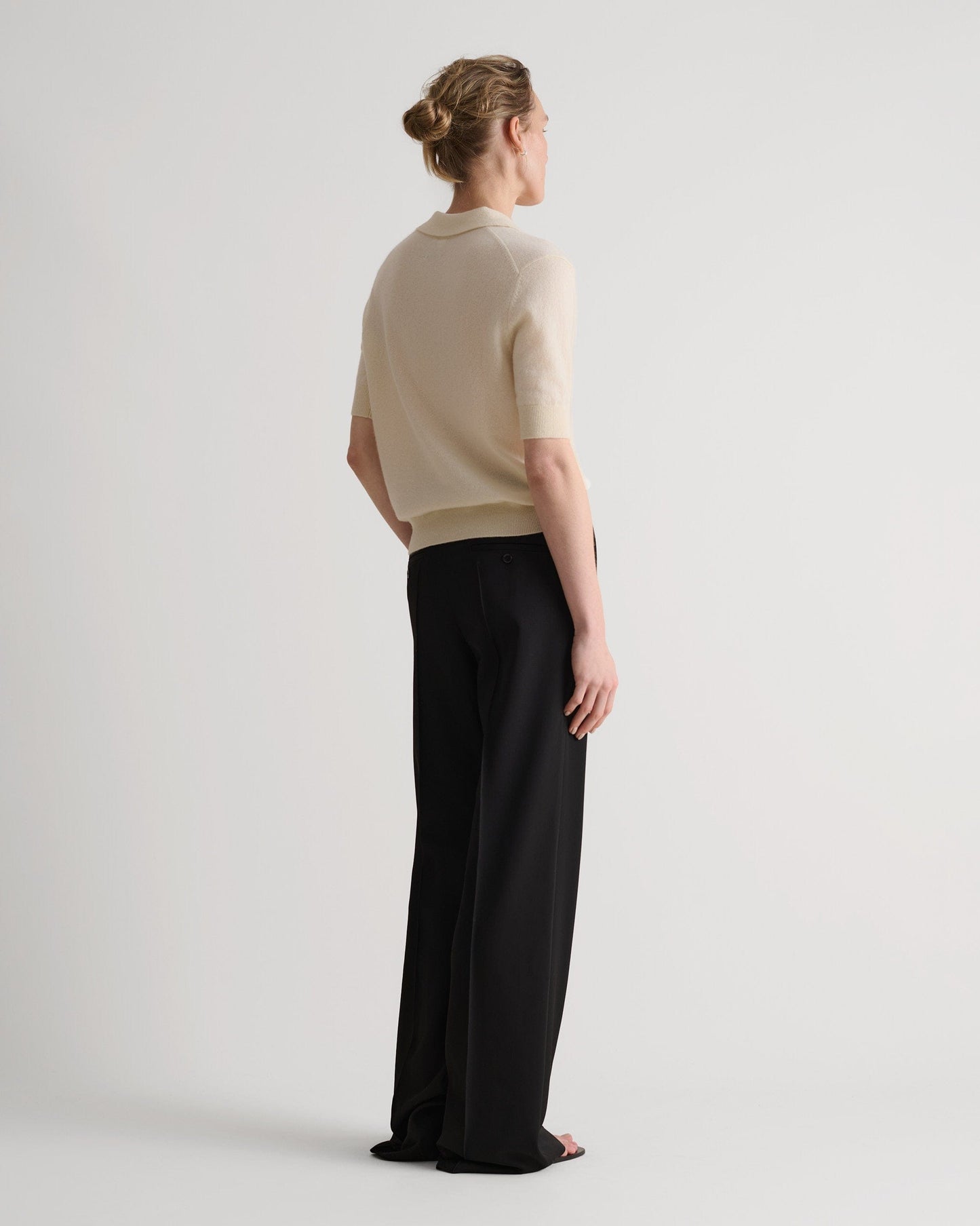 Women's Finest Cashmere Open Collar Polo - Buttermilk