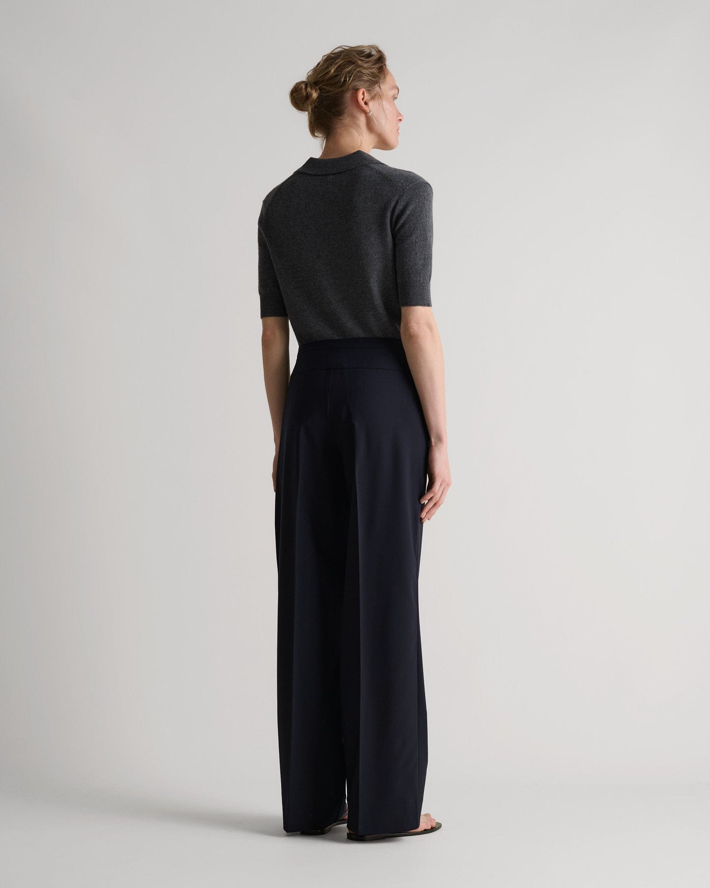 Women's Finest Cashmere Open Collar Polo - Graphite