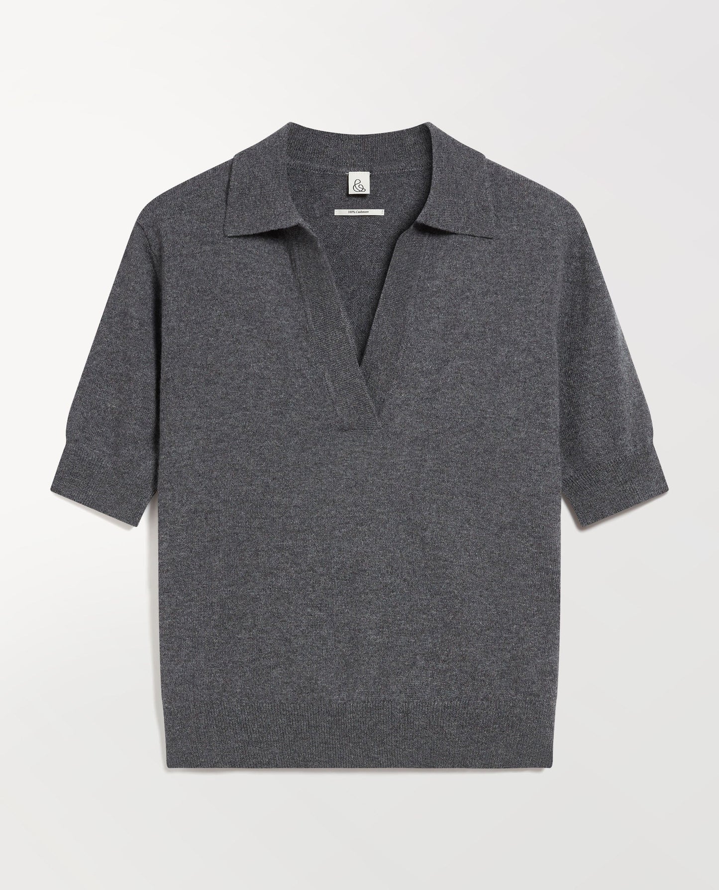 Women's Finest Cashmere Open Collar Polo - Graphite