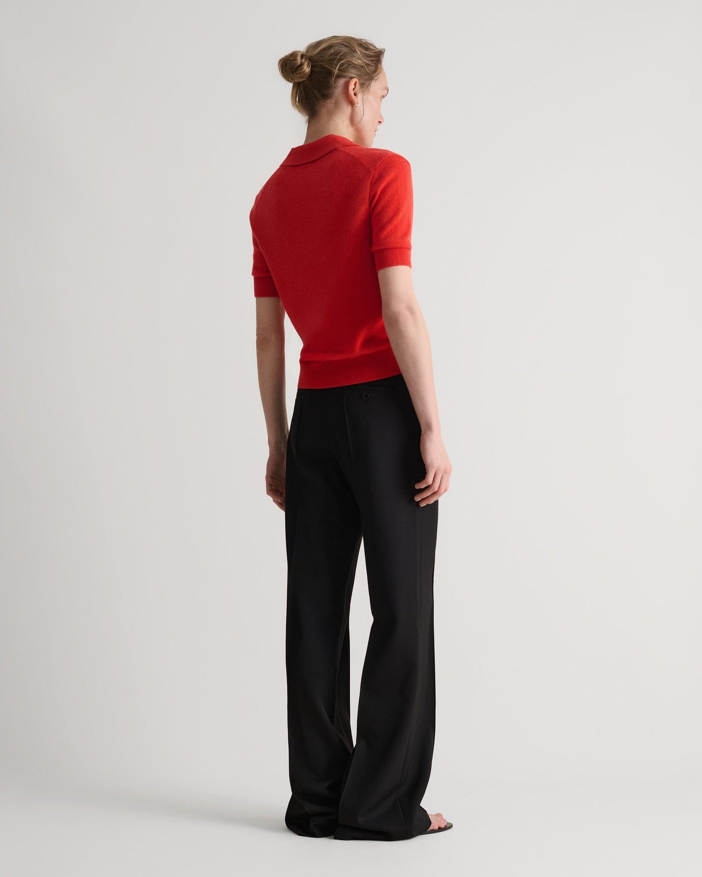 Women's Finest Cashmere Open Collar Polo - Poppy