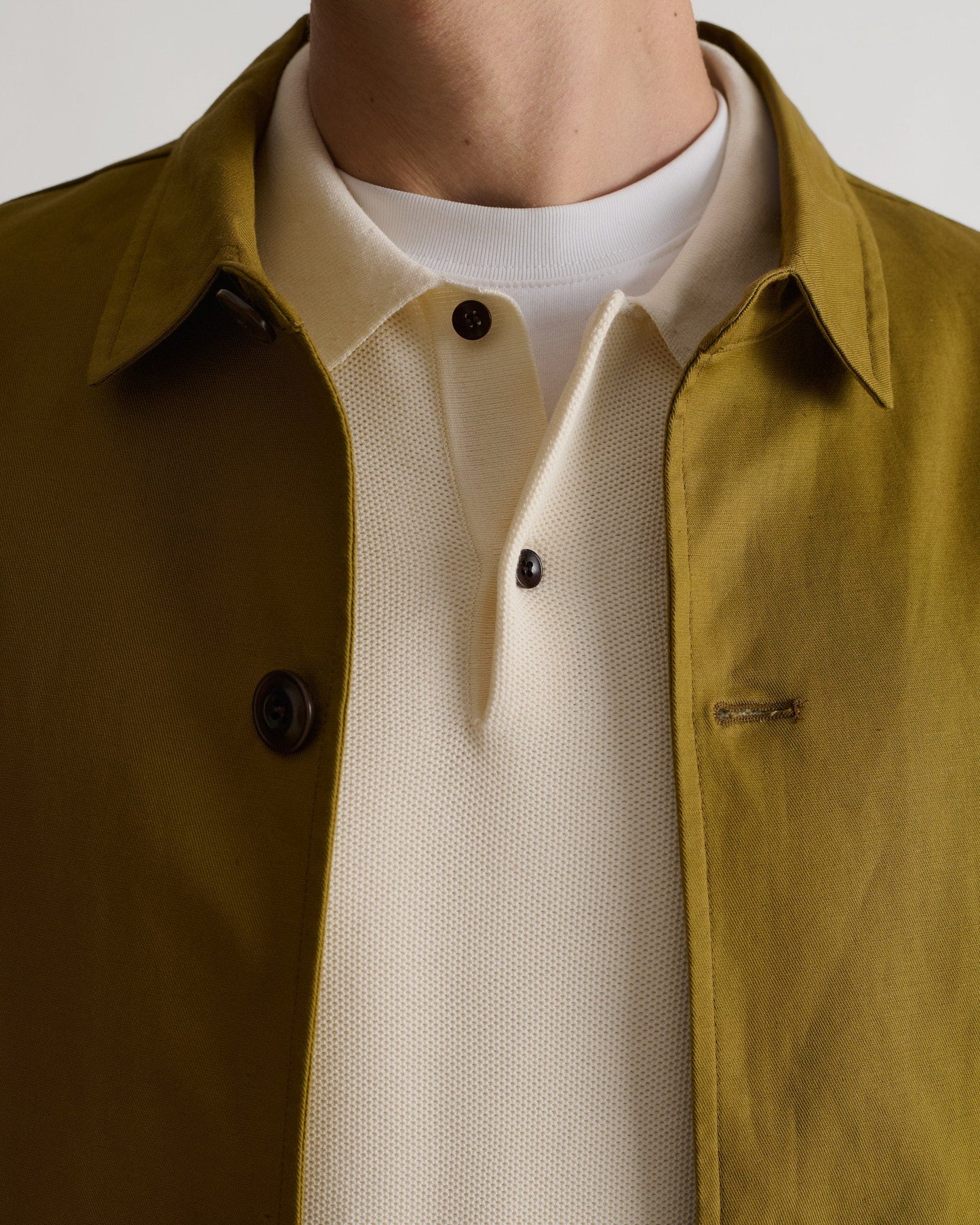 Men's French Linen Bomber Jacket - Olive